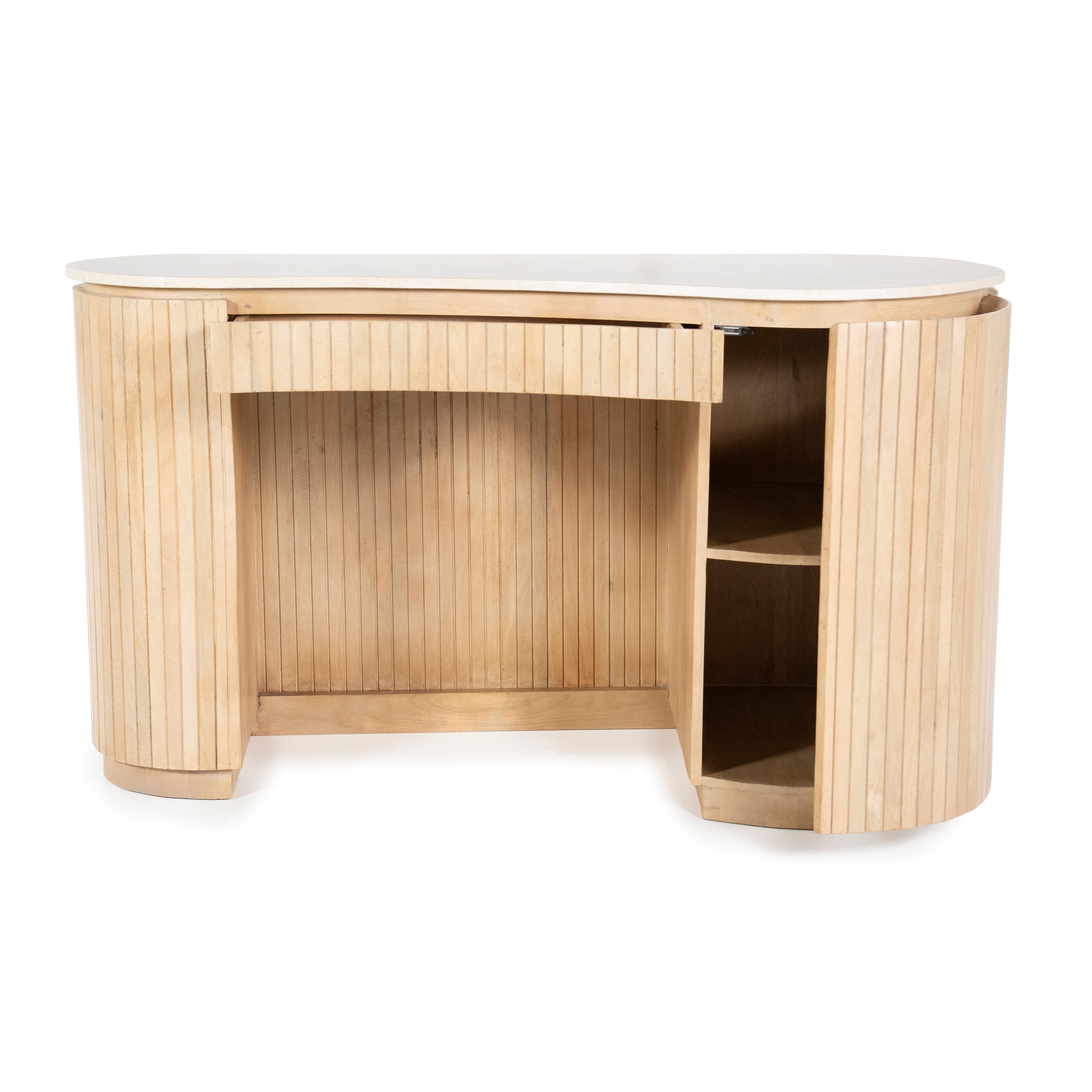 Bureau KIRA van mango-hout met een marmeren blad