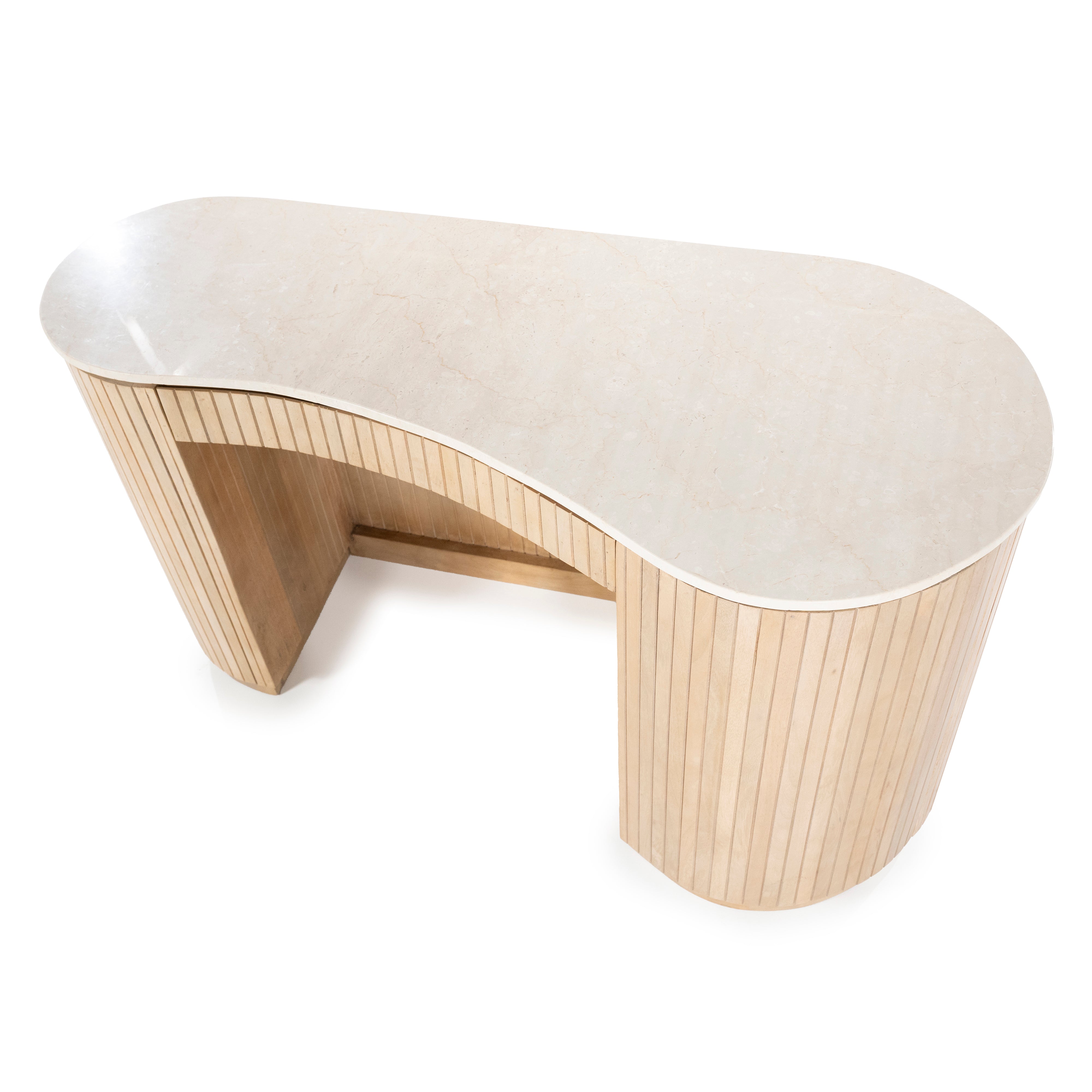 Bureau KIRA van mango-hout met een marmeren blad