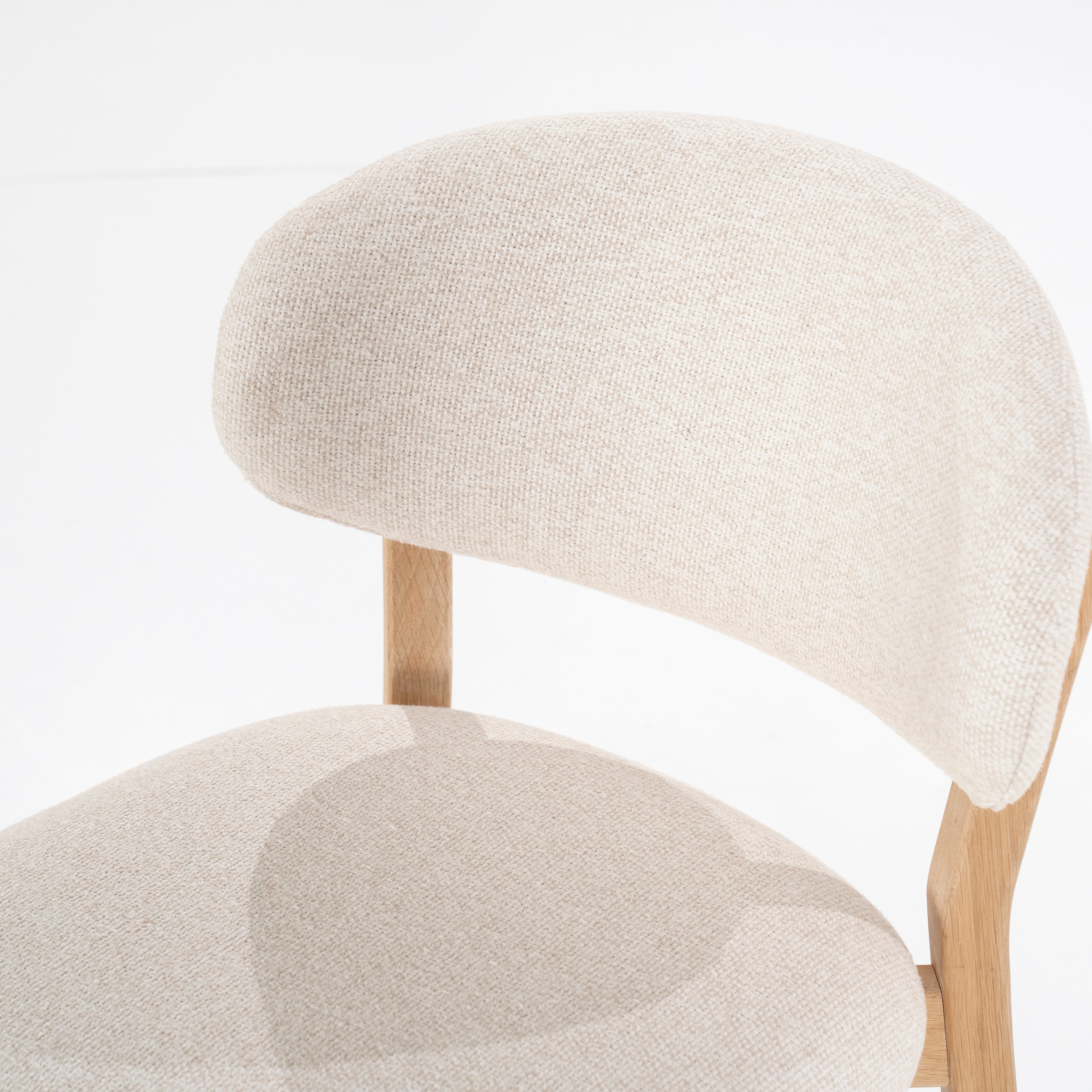 MIKKY Beige Stool with Oak Base