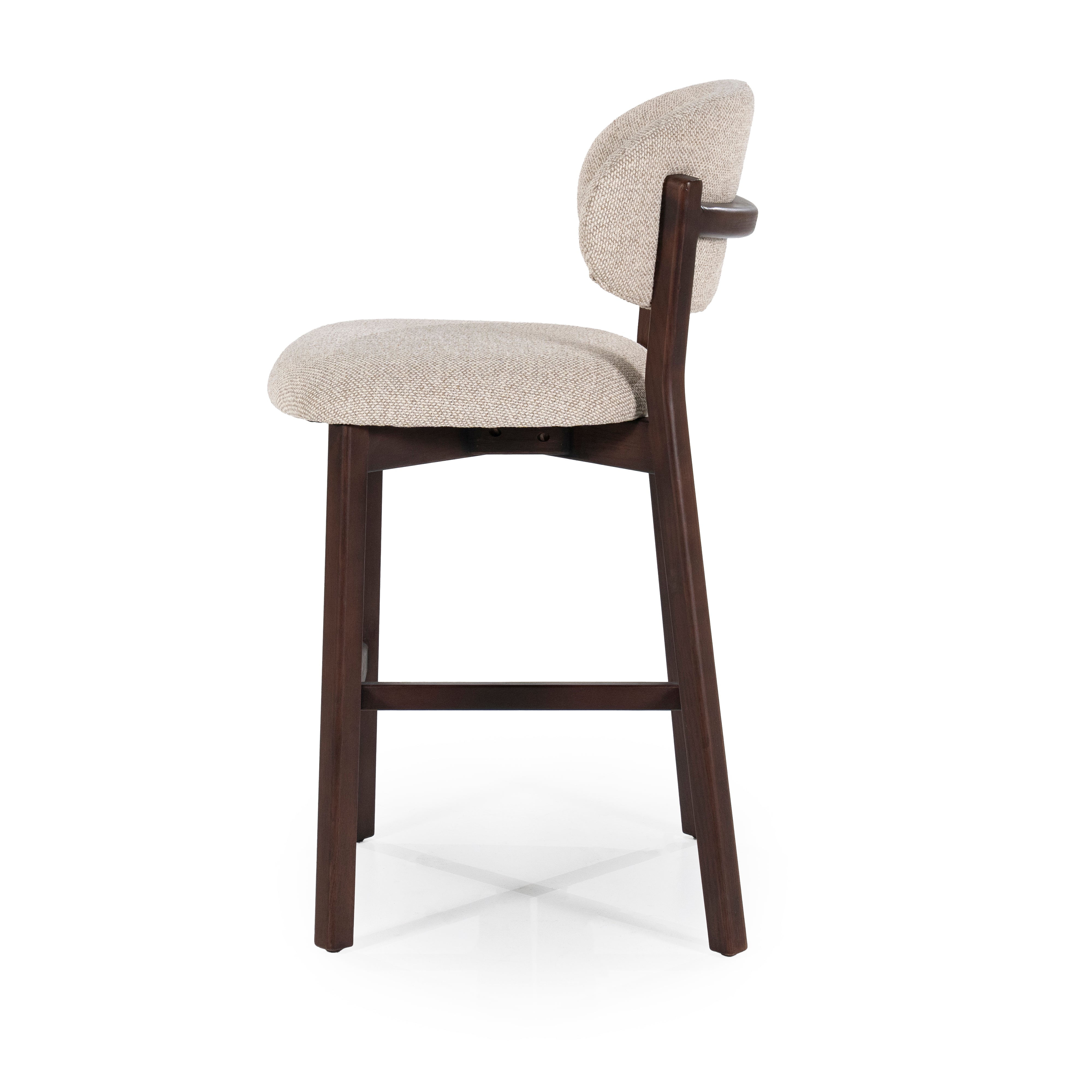 Hocker MIKKY taupe met een donkere eiken basis