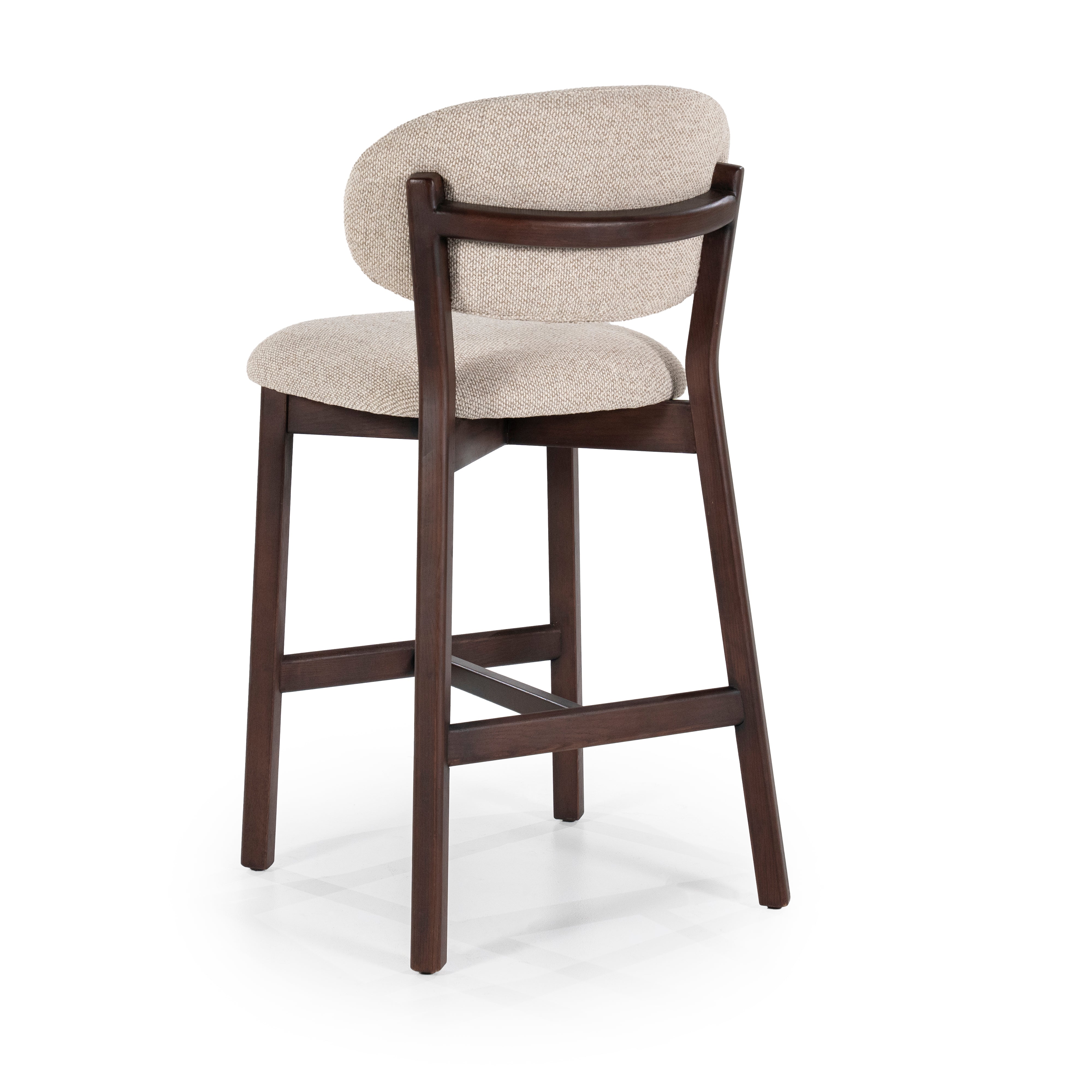 Hocker MIKKY taupe met een donkere eiken basis
