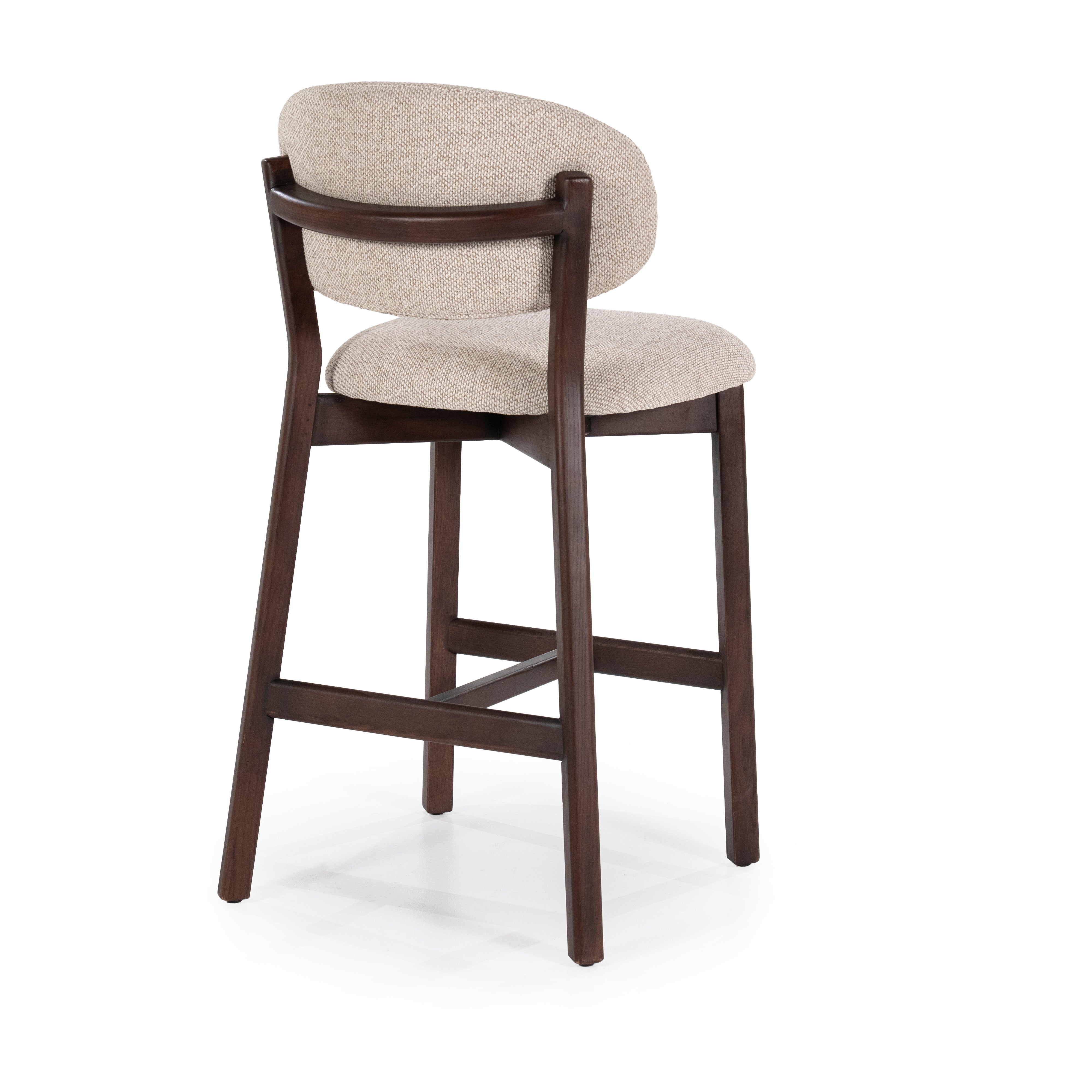 Hocker MIKKY taupe met een donkere eiken basis