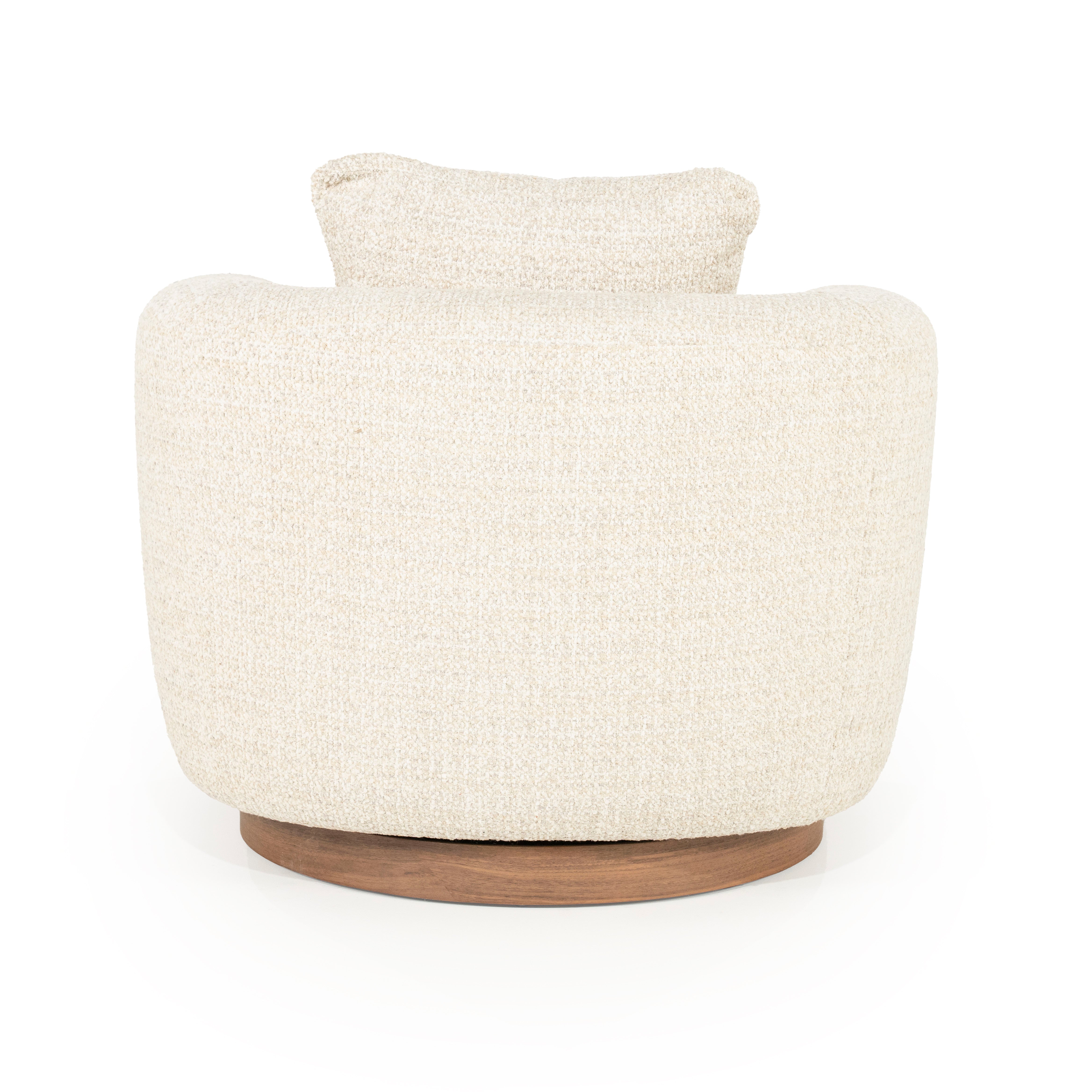 Draaistoel JORDAN lichtbeige met houten basis