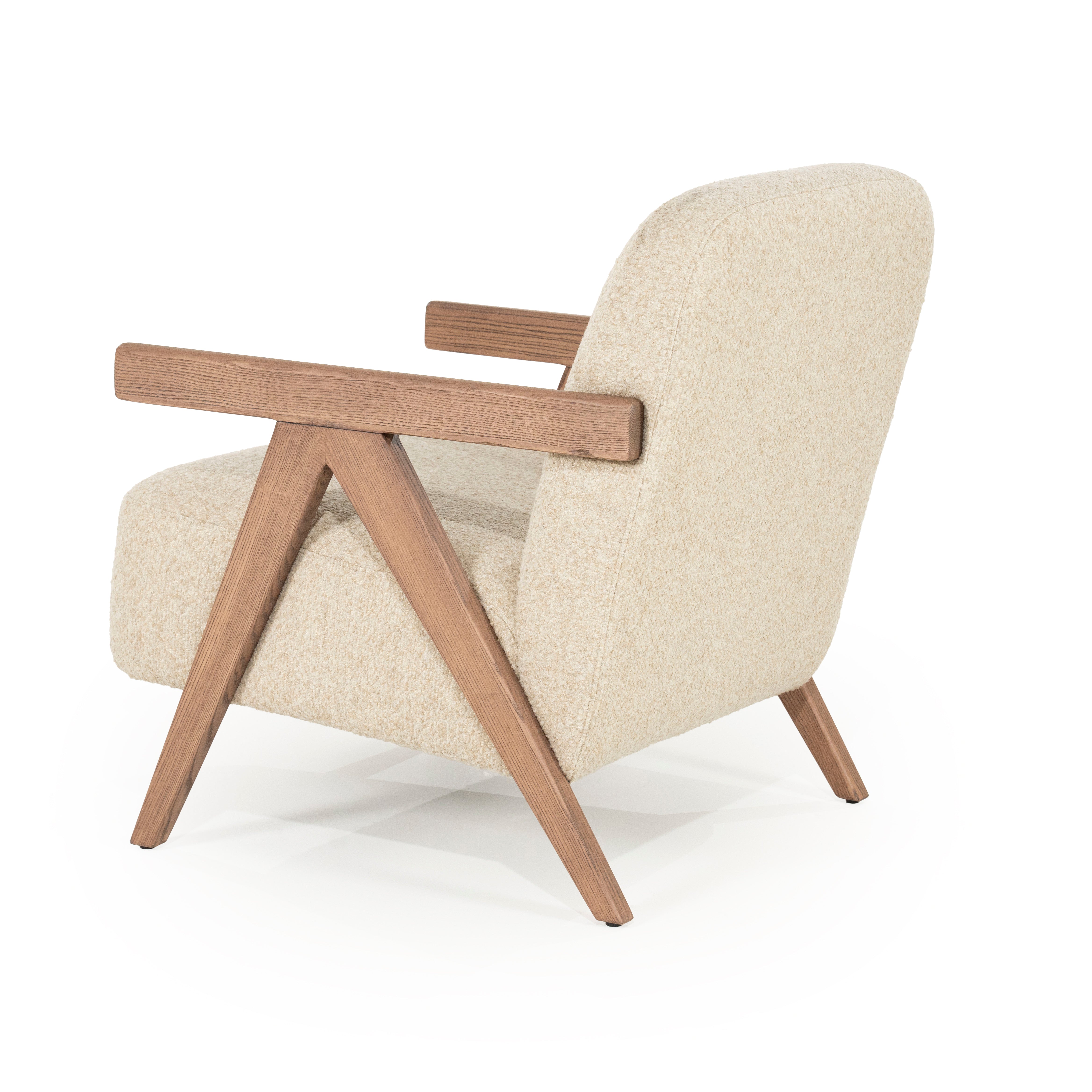 FRANCIS beige armchair with wooden base