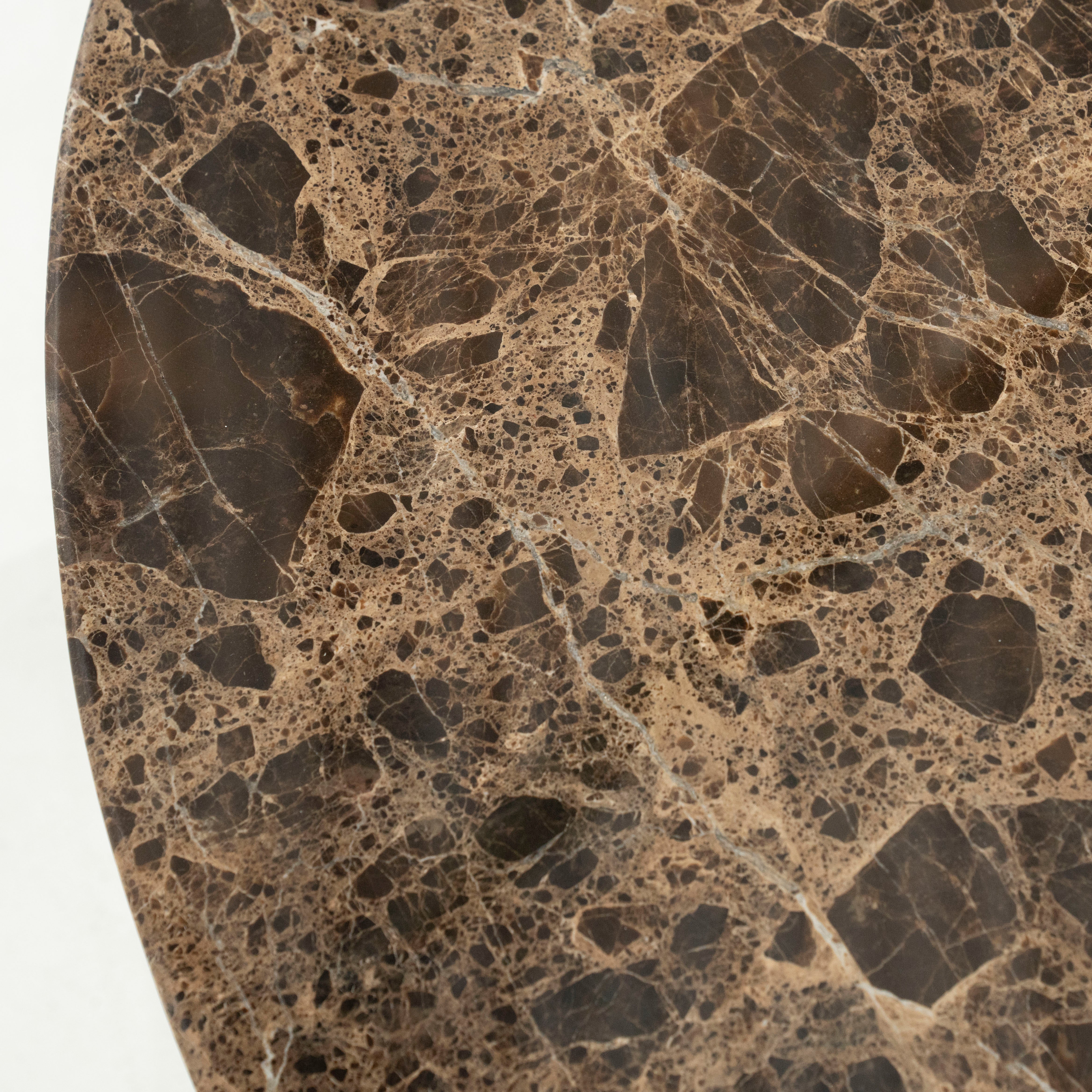 LANDO dark brown marble coffee table with wooden base