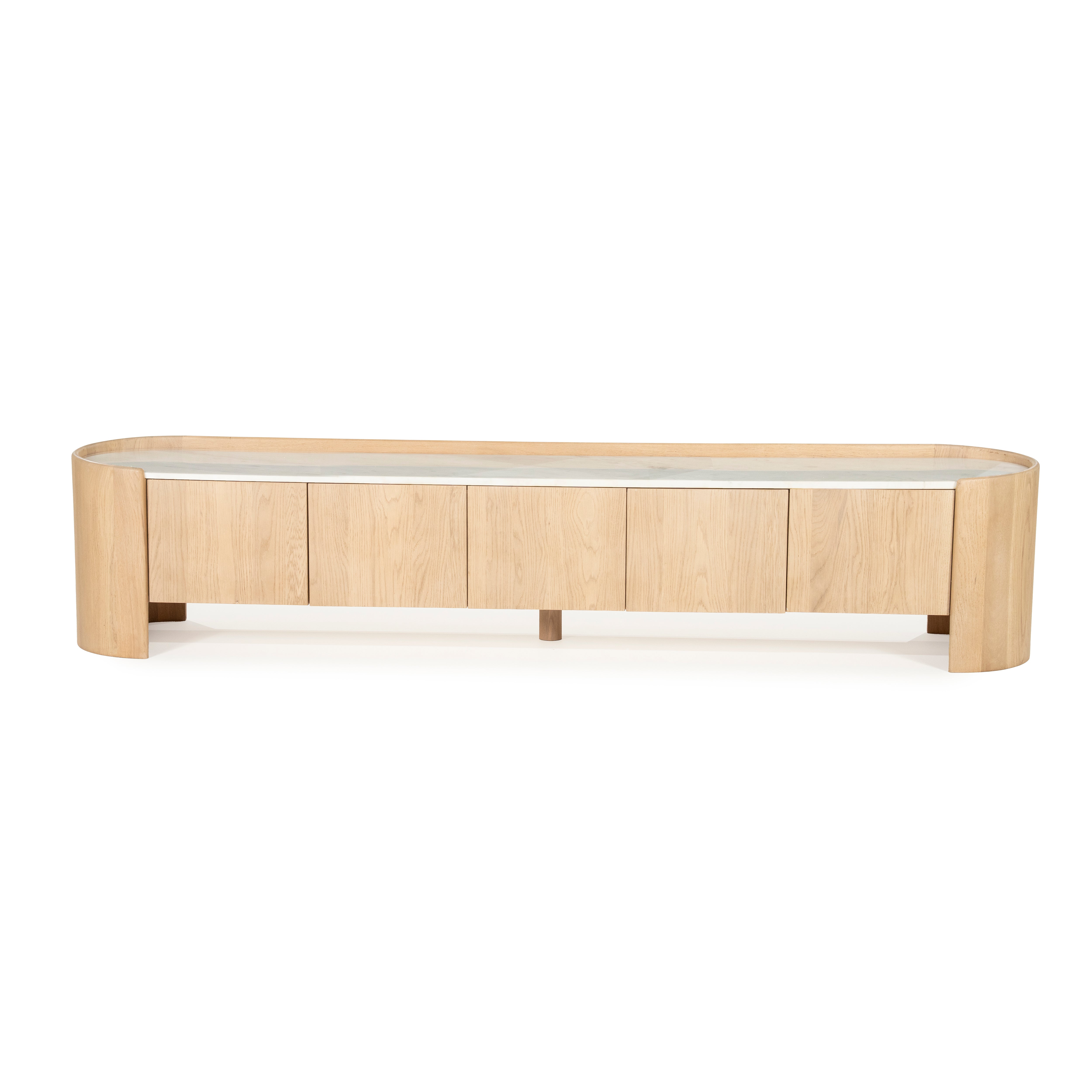 RTV-kast DON van eikenhout met marmeren blad