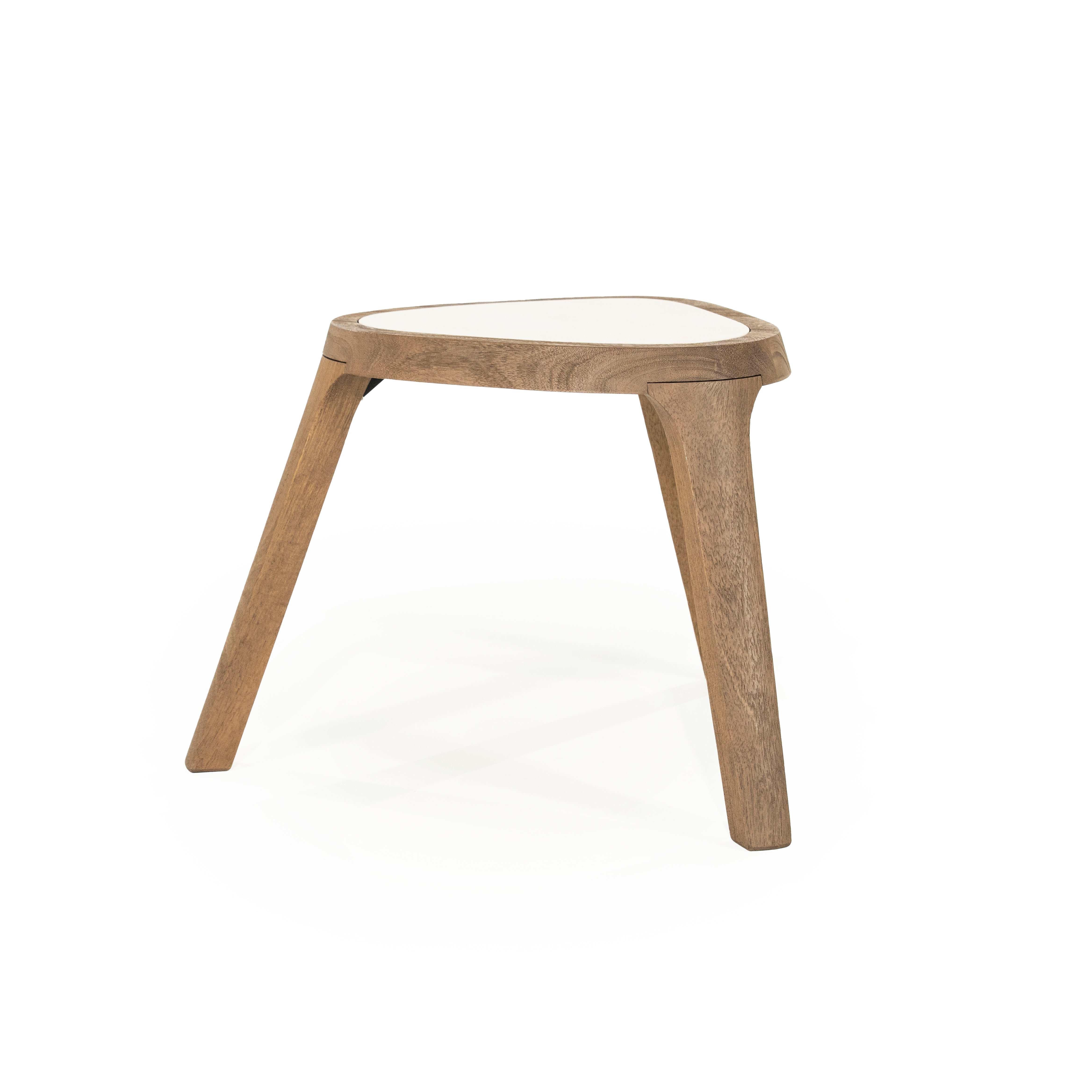 Beistelltisch FRED cremefarbener Marmor mit Holzgestell