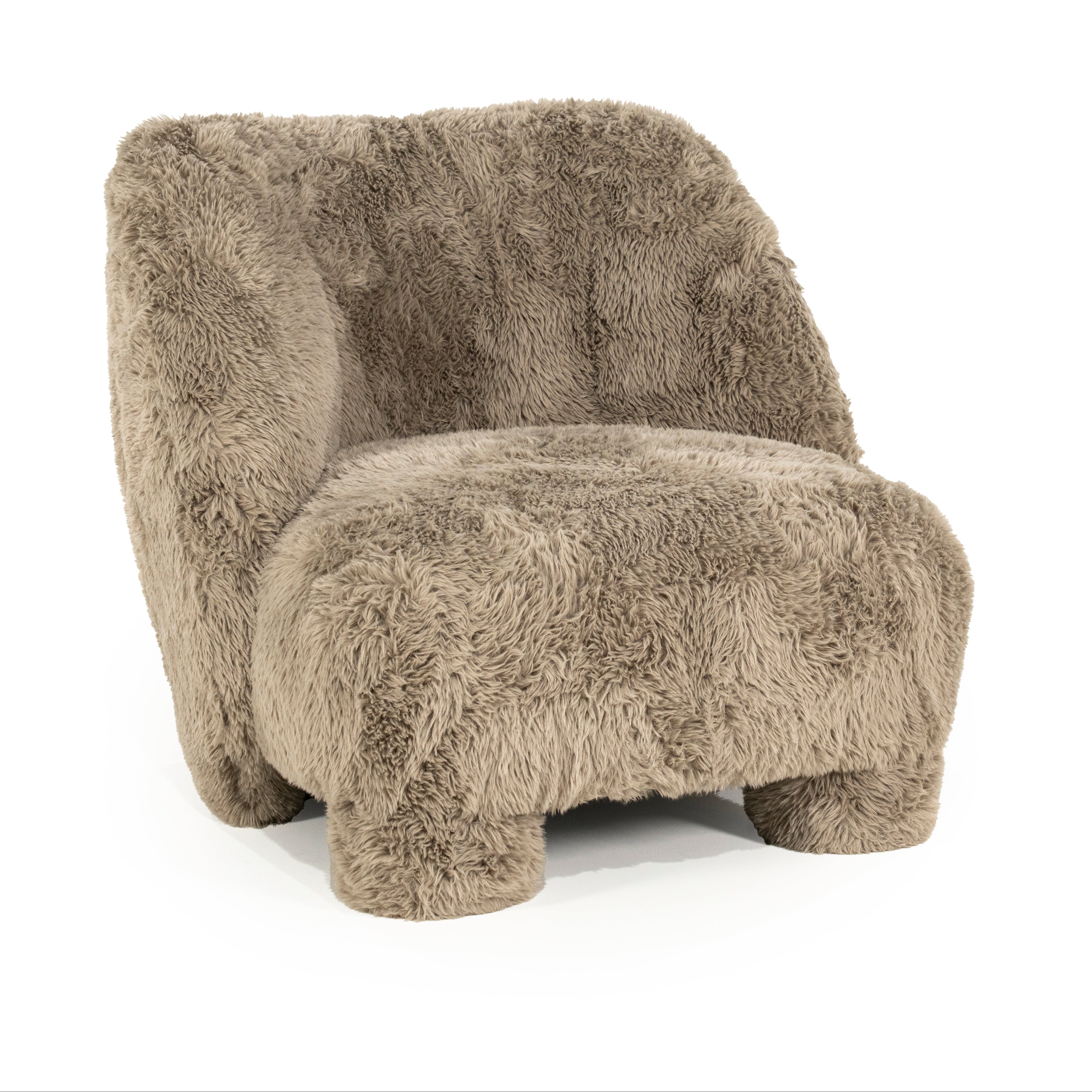 Fauteuil SAMSON met taupekleurige vacht