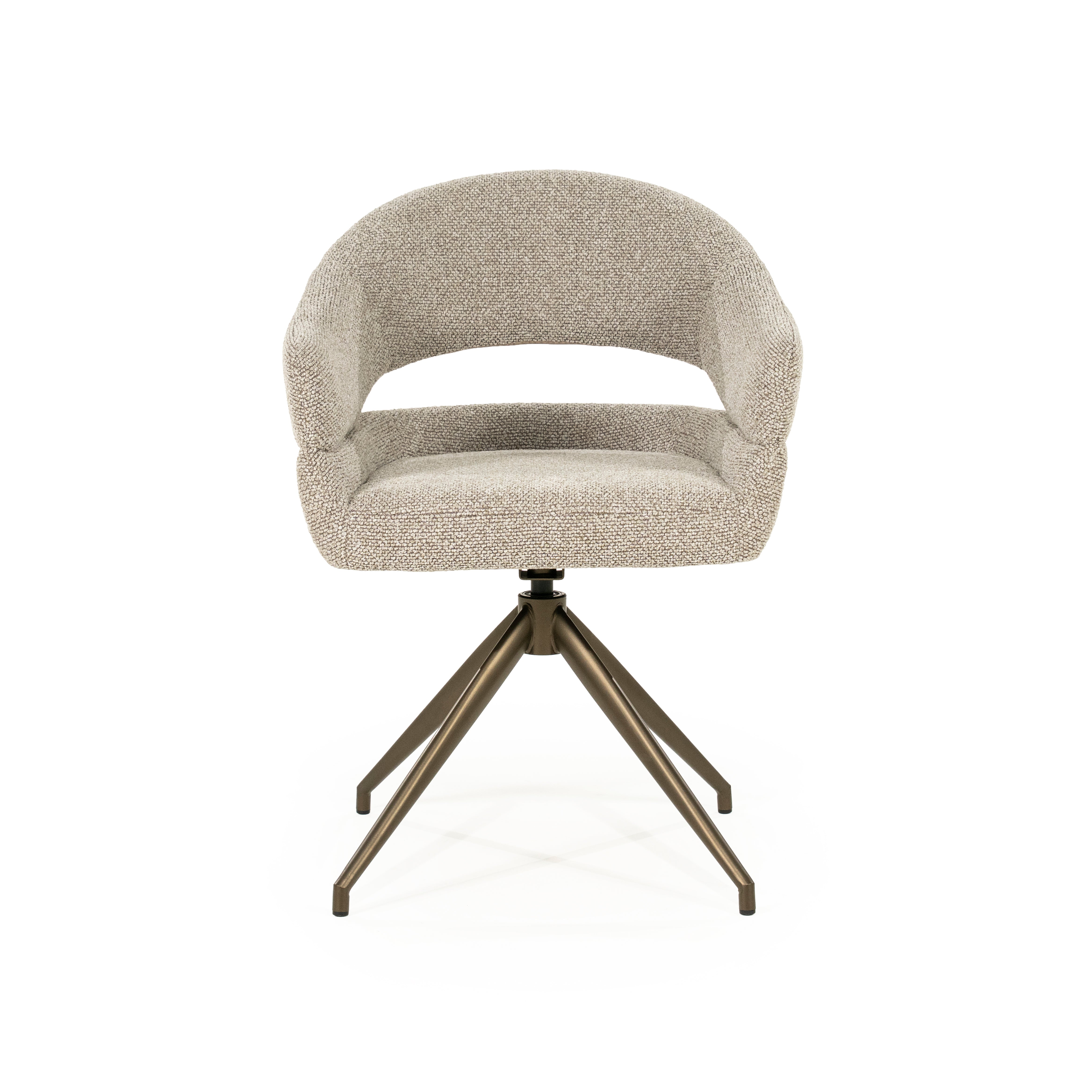 HAILEY taupe swivel chair with dark brown base