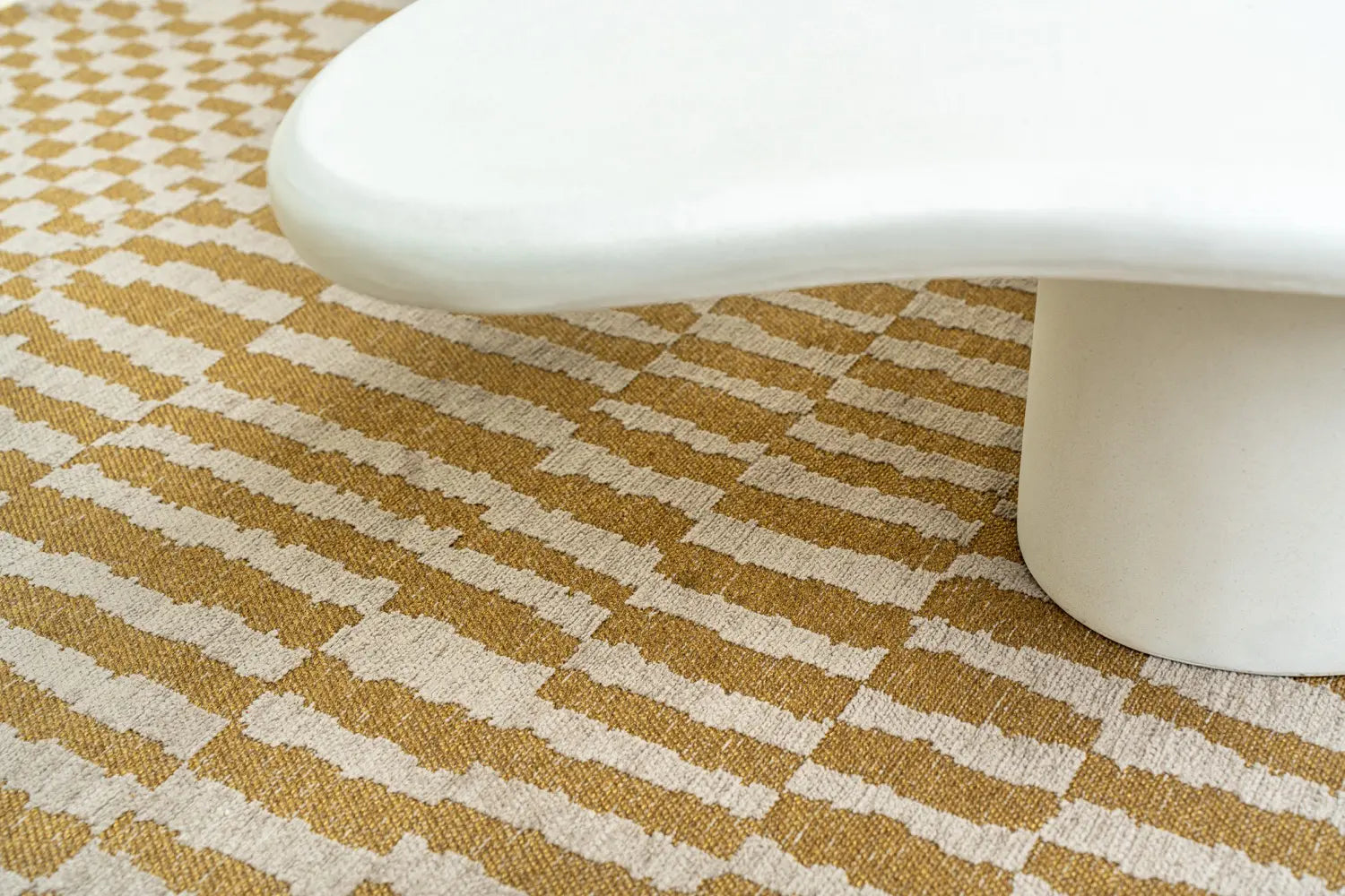 Ovaler Teppich BERBER ERG gelb mit beige