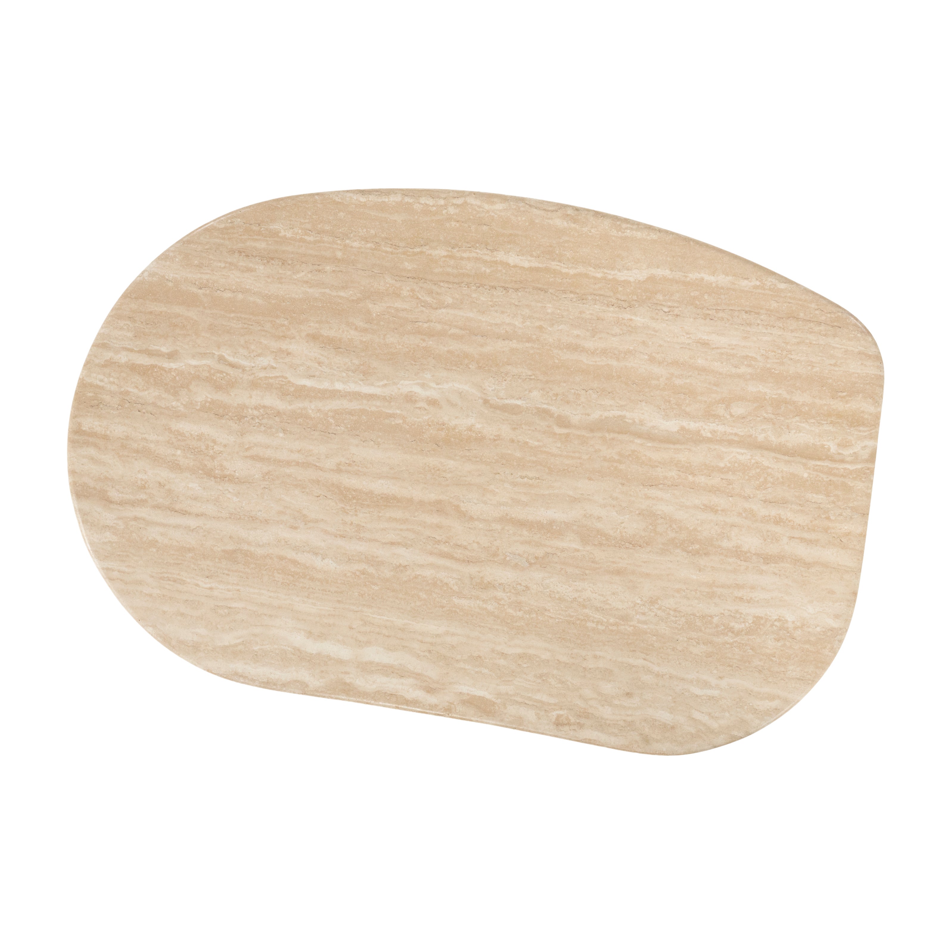 Zijtafel LOVA van travertin met een eiken basis