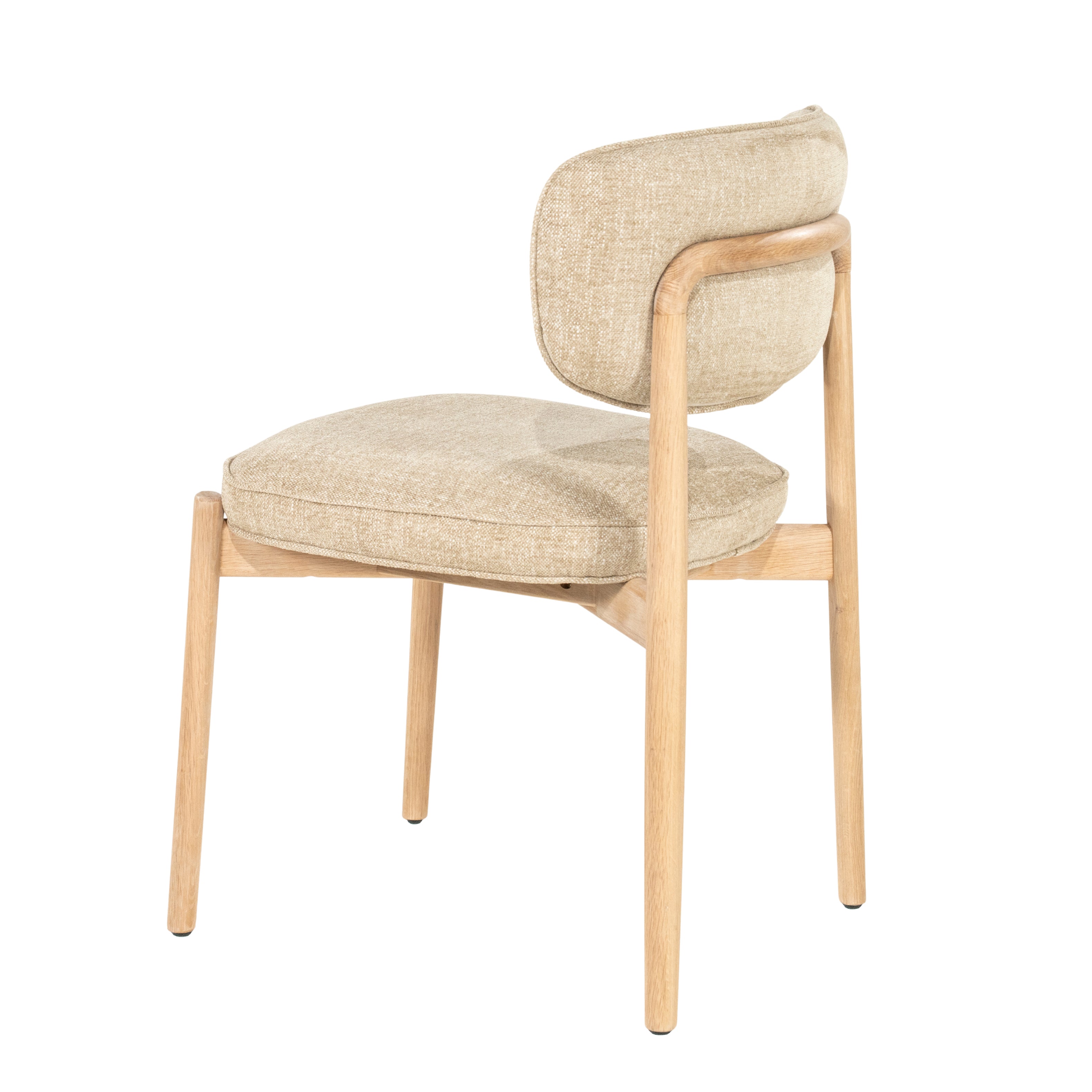 Beige RUNE stoel met een lichte eiken basis