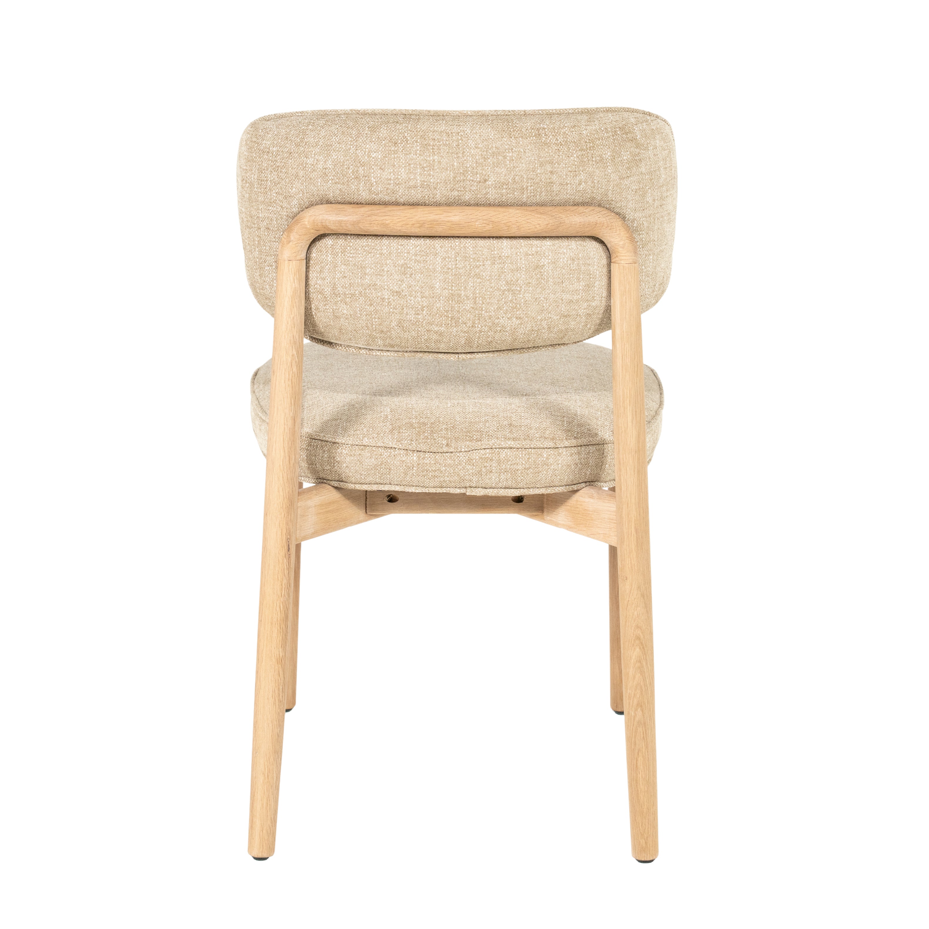 Beige RUNE stoel met een lichte eiken basis