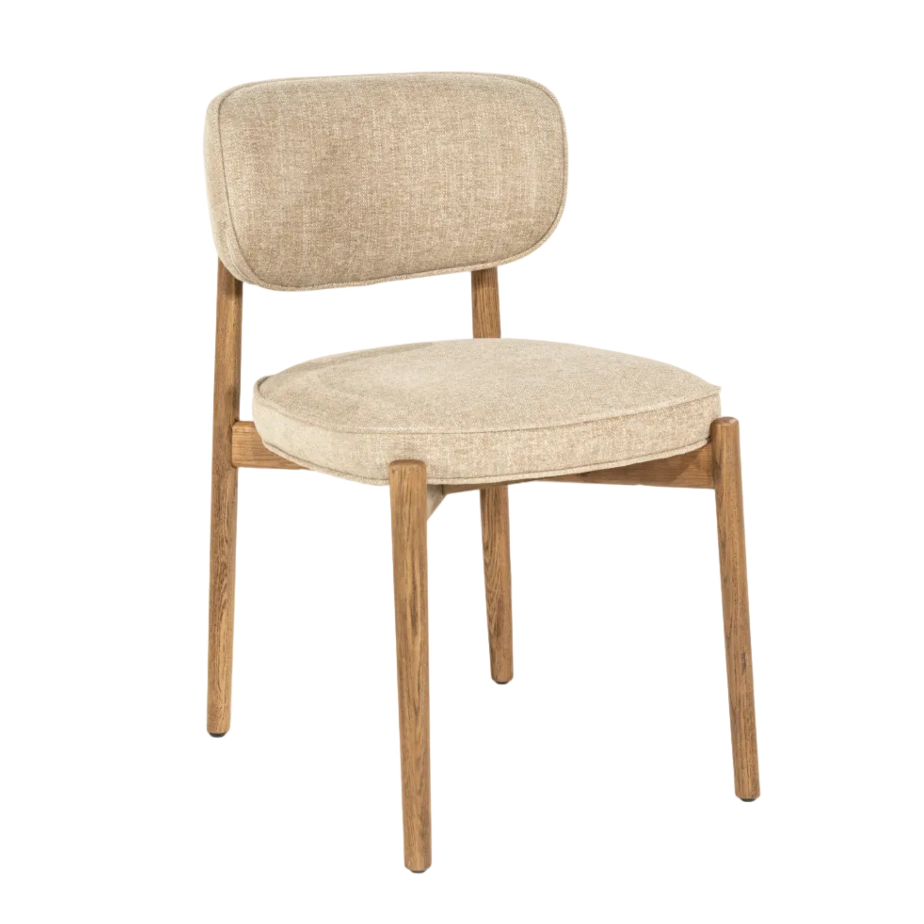 Beige RUNE stoel met een eikenhouten basis