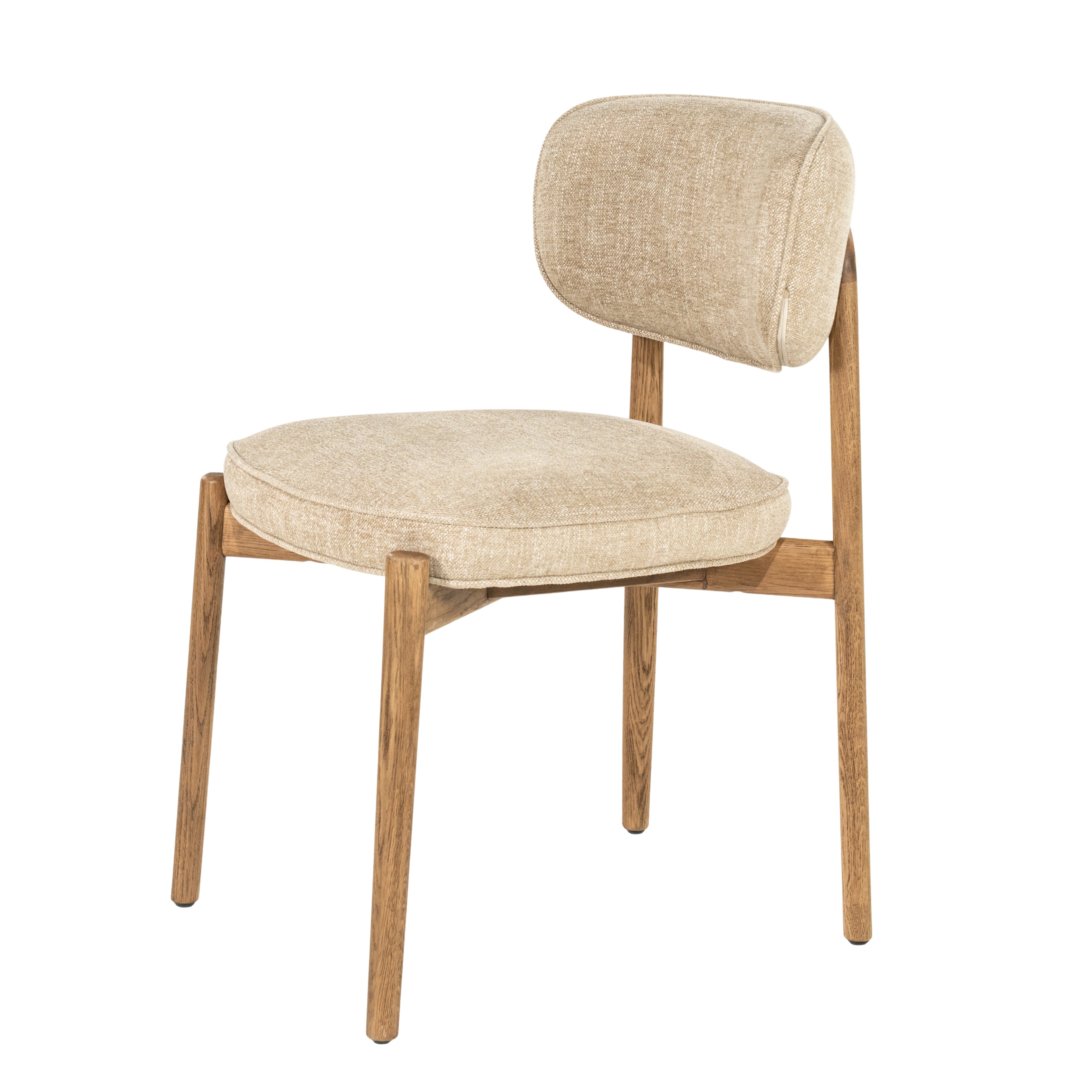 Beige RUNE stoel met een eikenhouten basis