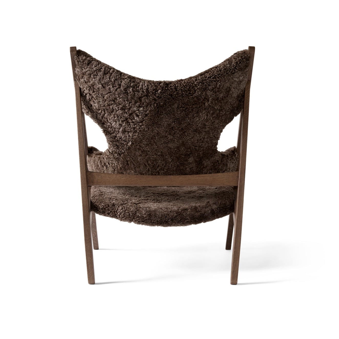 Sessel KNITTING dunkelbraunes Schafsleder mit dunklem Eichenfuß