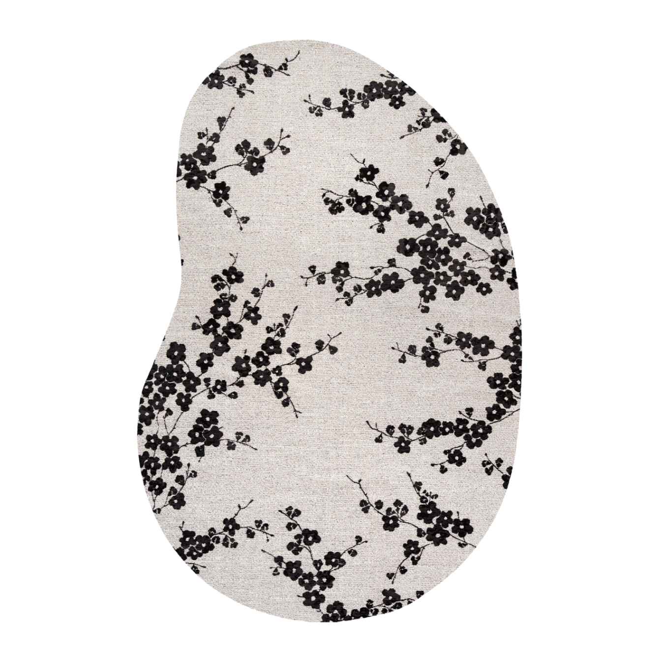 Ovale tapijt SAKURA wit met zwart