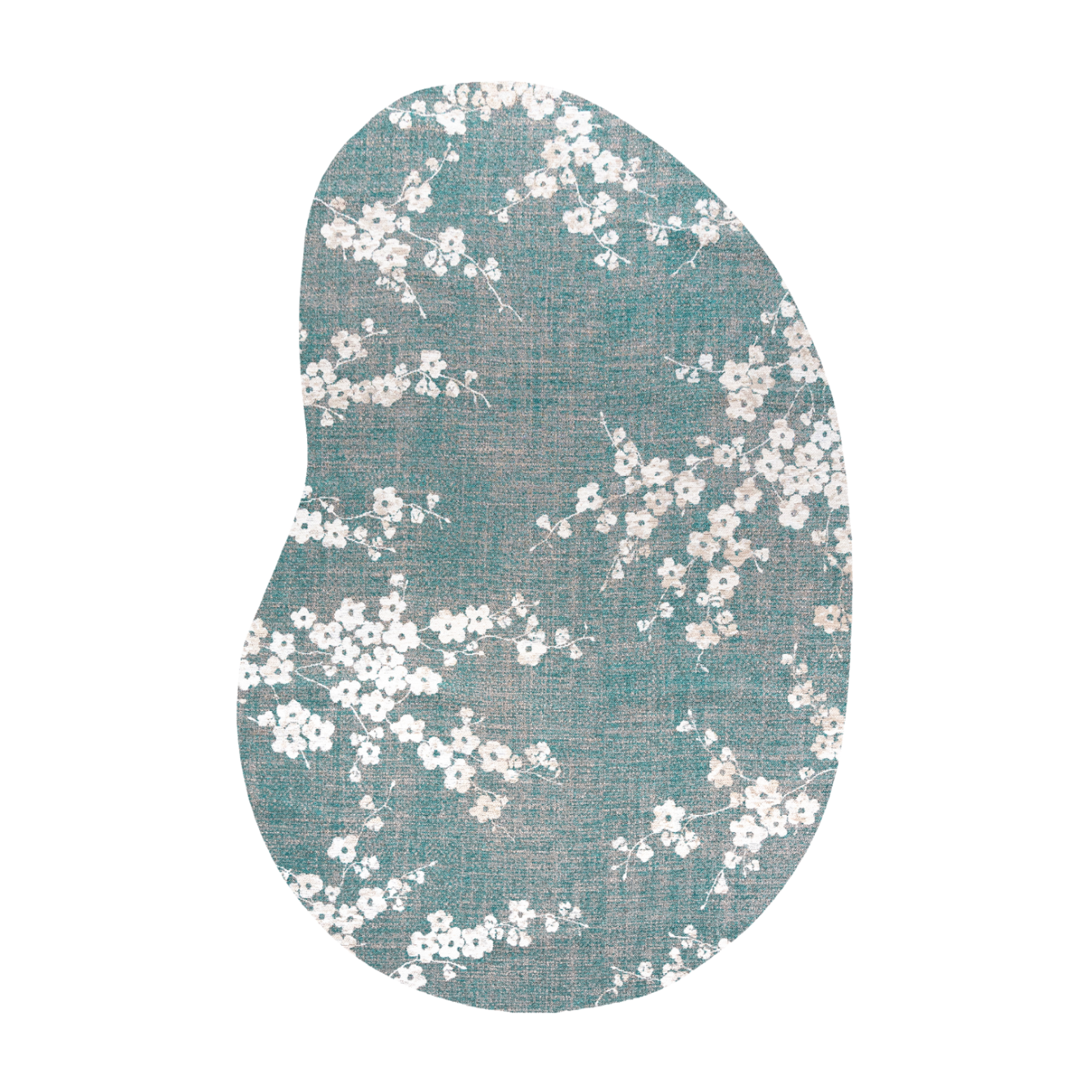 Ovale tapijt SAKURA blauw met wit