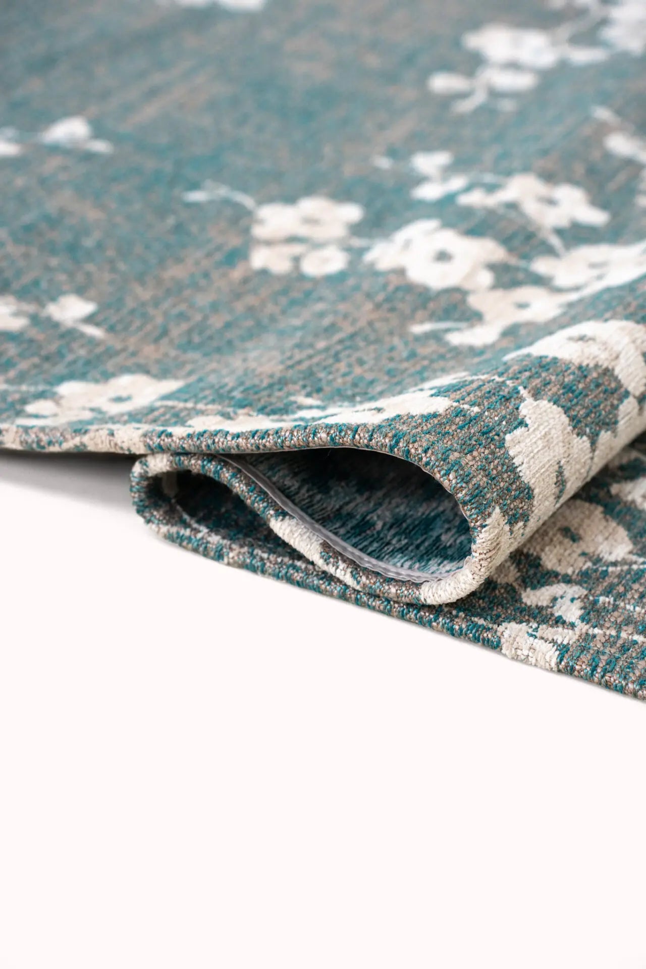 Ovale tapijt SAKURA blauw met wit