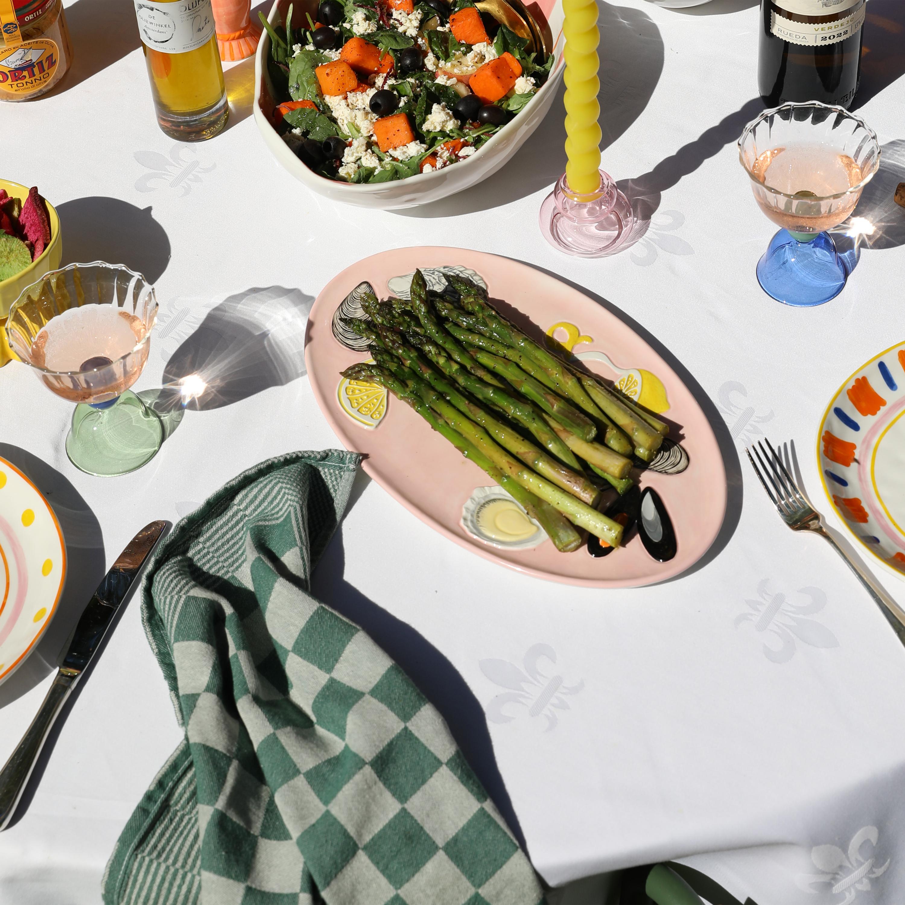 DE LA MER OYSTER serveerschaal roze met geel