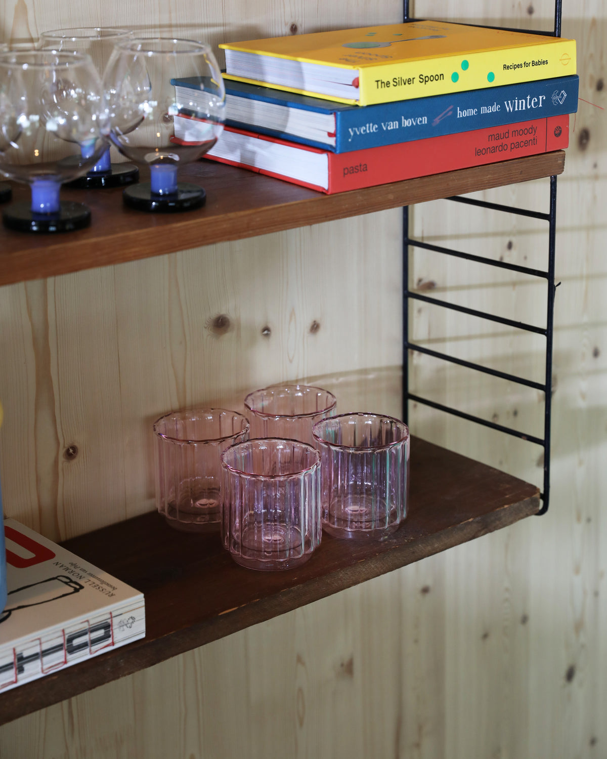 Transparante roze TUBE glazen set