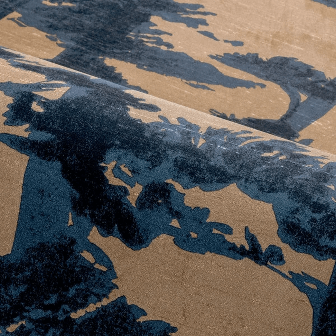 Strukturierte Tapete mit orientalischem Pflanzenmotiv AME - DORÉ/ENCRE navyblau mit dunkelbeige