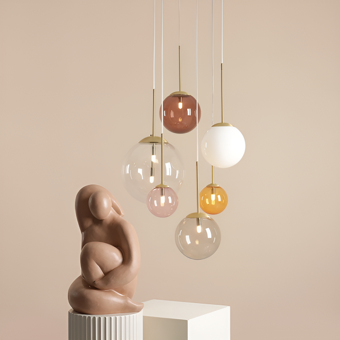 Barefoot hanging lamp colorful glass