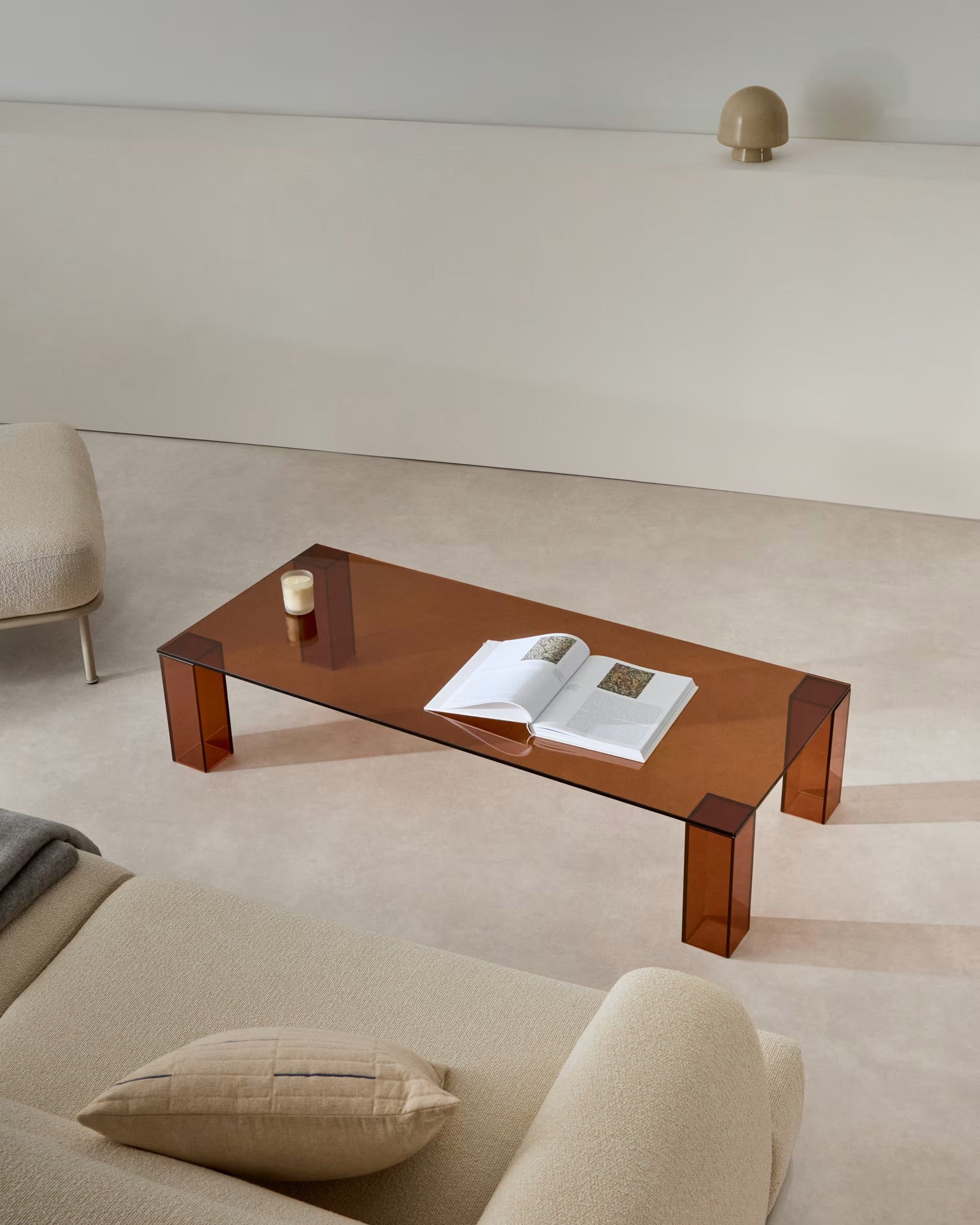 ADULARIA Coffee Table Brown Tempered Glass