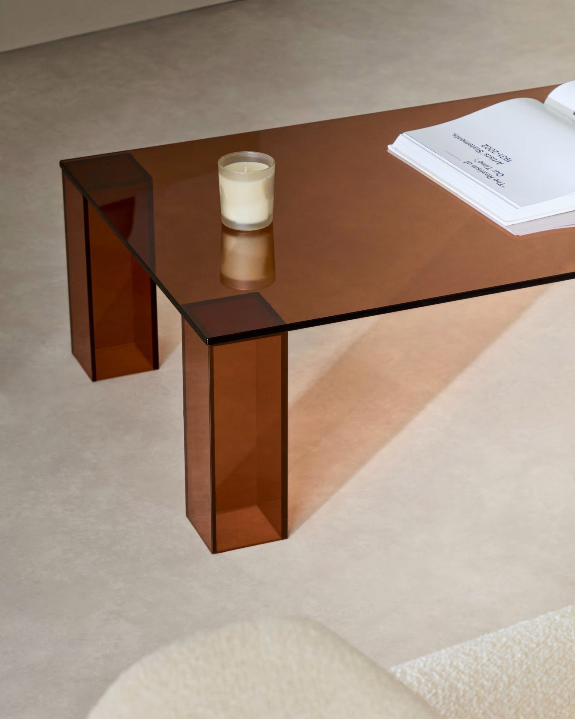 ADULARIA Coffee Table Brown Tempered Glass
