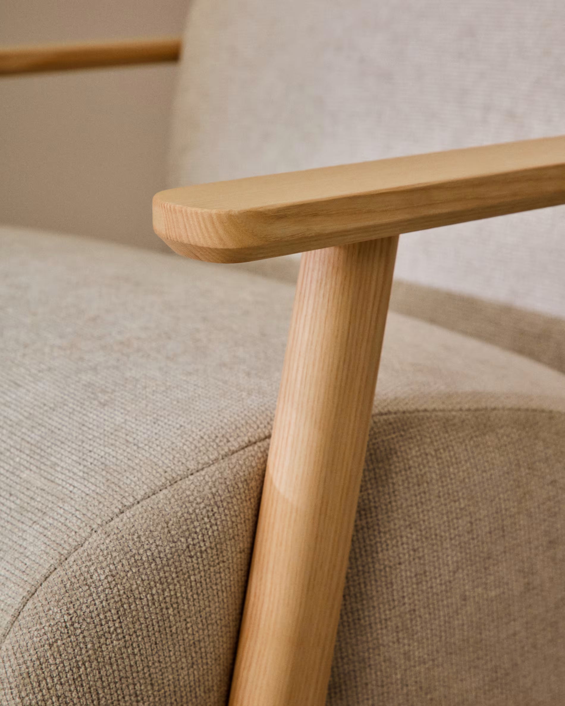 MEGHAN cream armchair with ash base