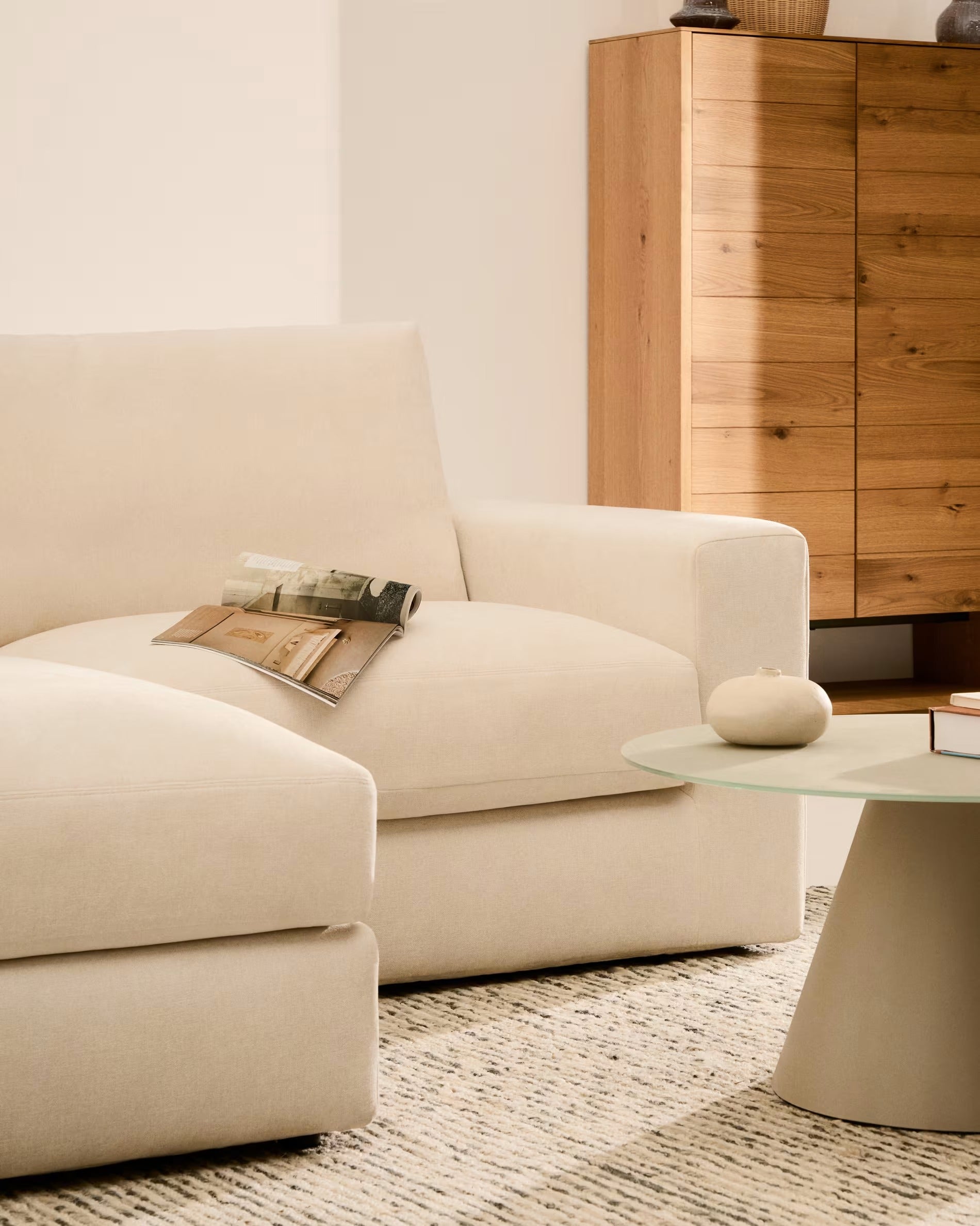 3-Sitzer-Ecksofa links ALEA ecru Chenille