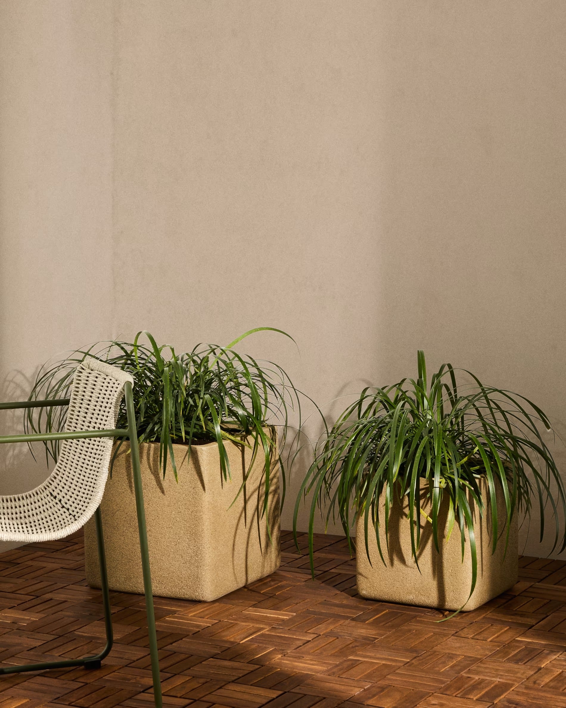 MINOA set van bloempotten mosterdkleurig polycement