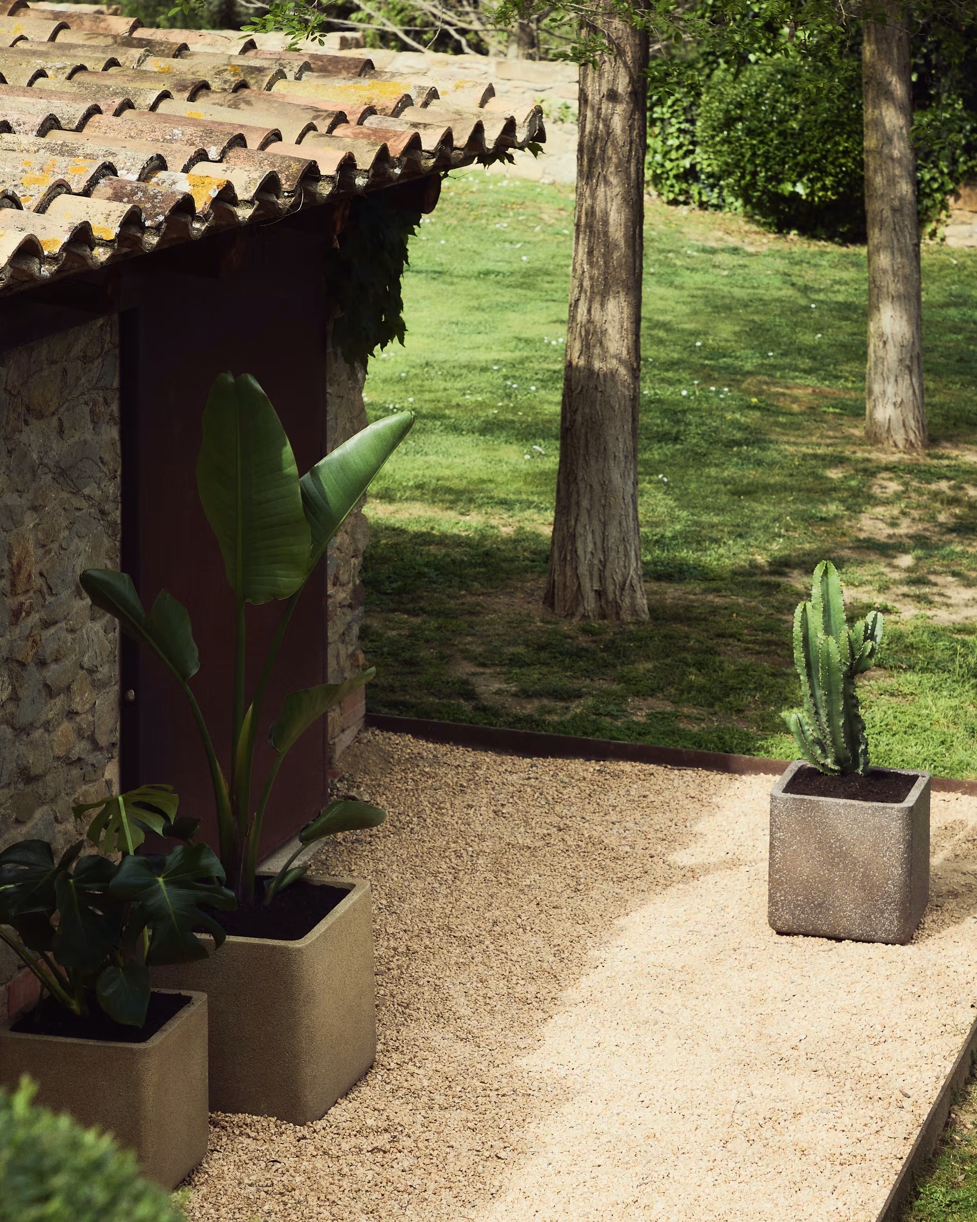 Blumentopf-Set MINOA braun Polyzement