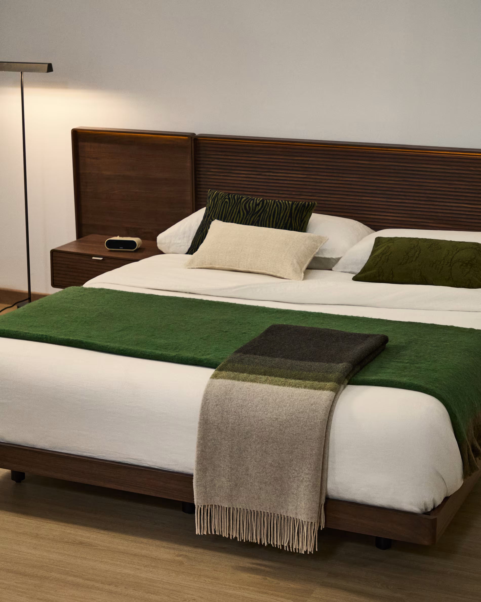 NORLEN bed with cabinets dark brown walnut veneer