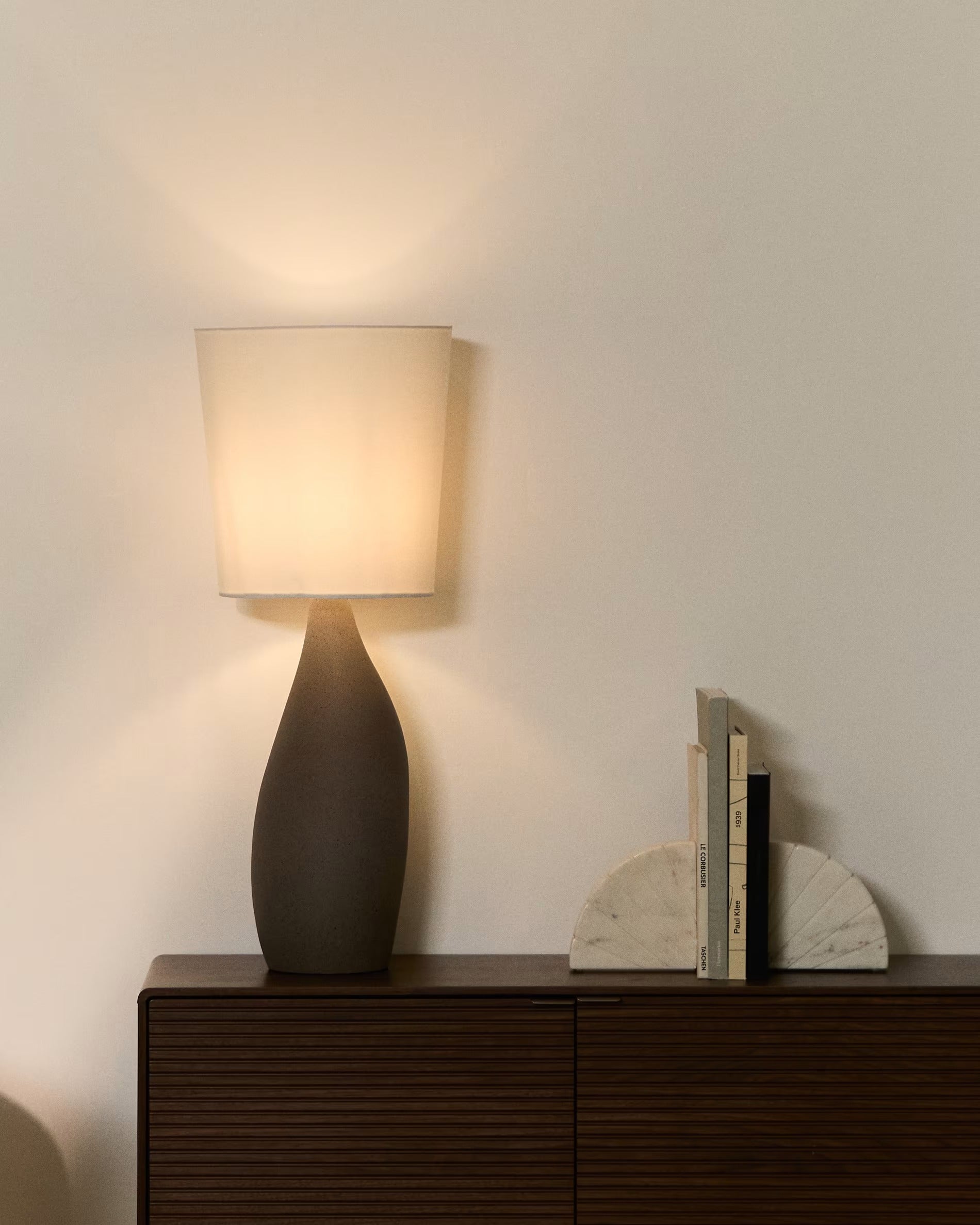 VIONA Table Lamp Light Gray with Cotton Shade