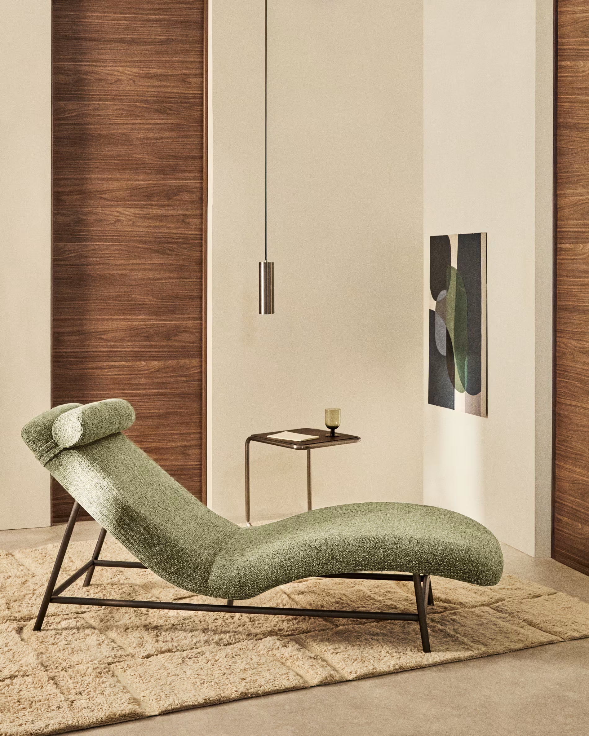 Szezlong OSLA hellgrün mit schwarzem Gestell