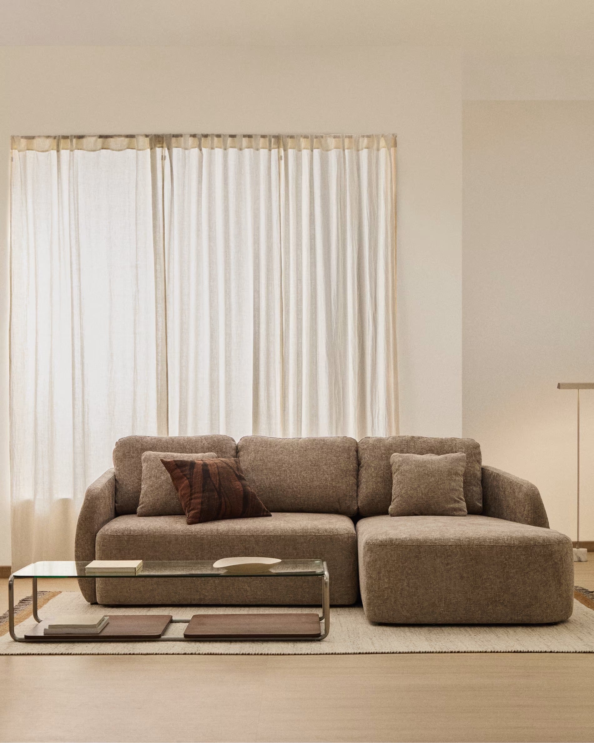 Right-facing 3-seater sofa bed LAIRA taupe