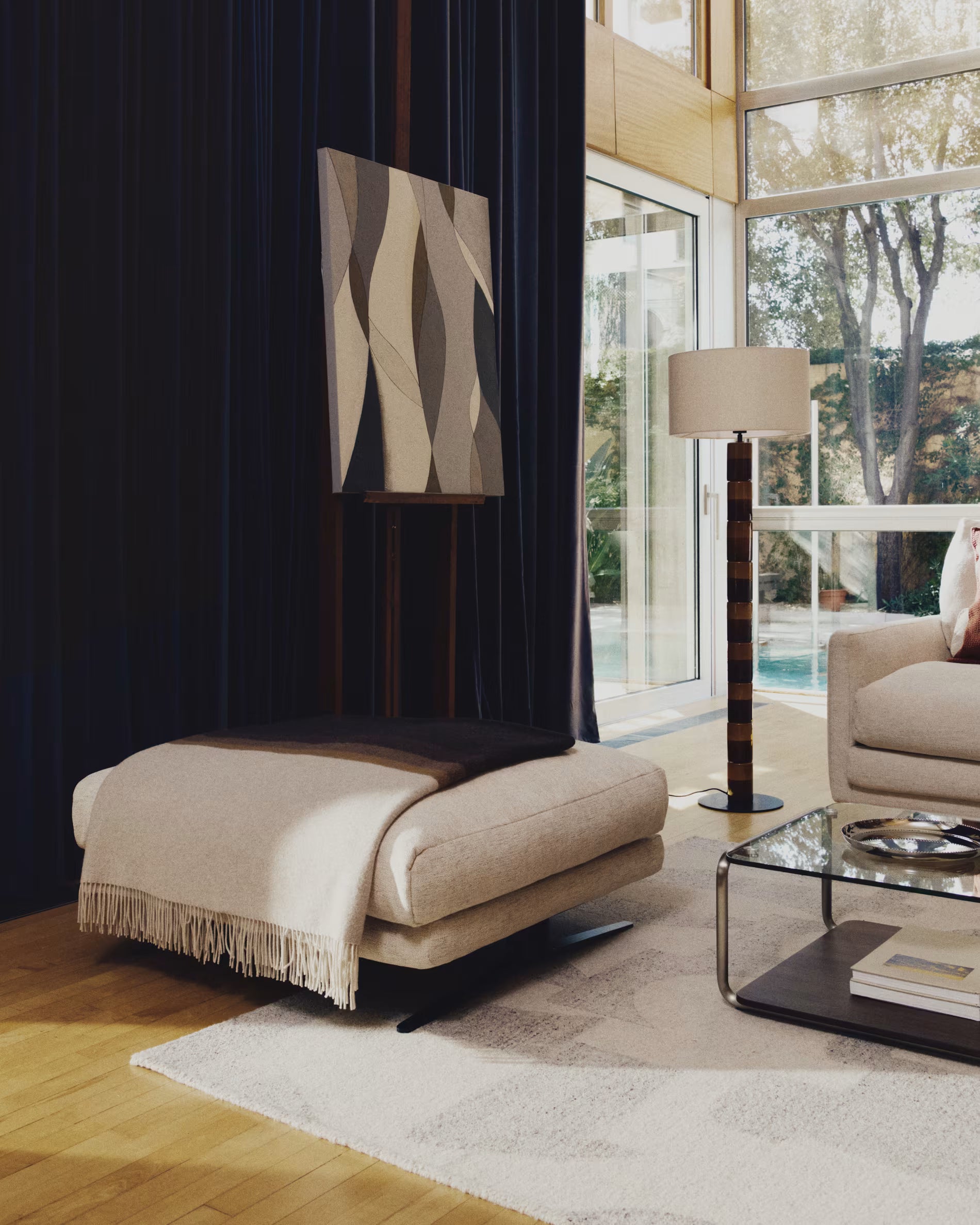 Vloerlamp MAVRAN bruin met mosterdkleur