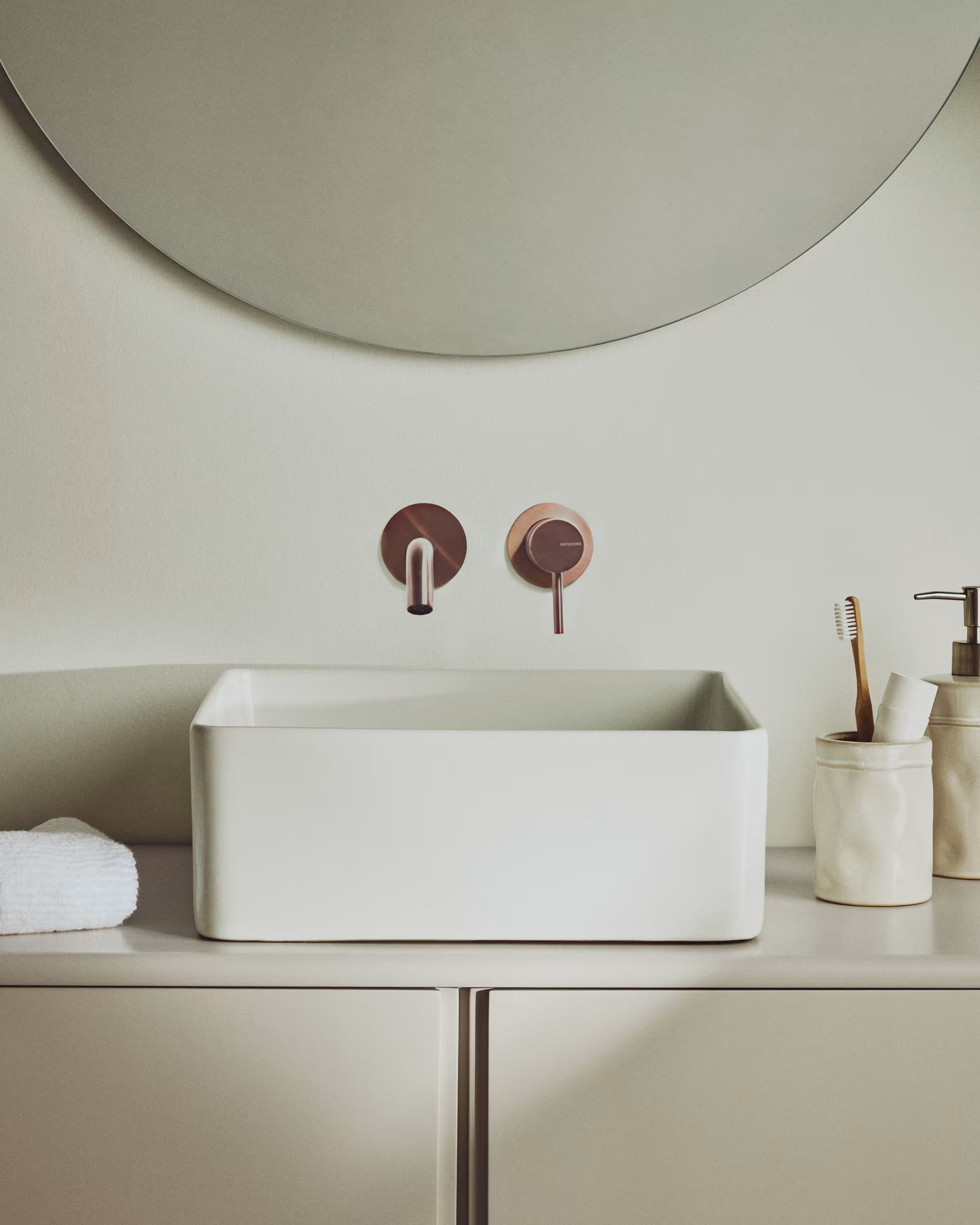 Square countertop sink OVARA white ceramic