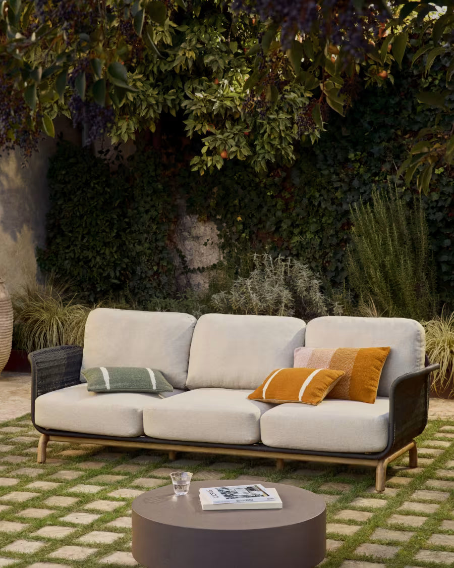 Garten-Sofa 3-Sitzer ALIPA schwarz mit beige