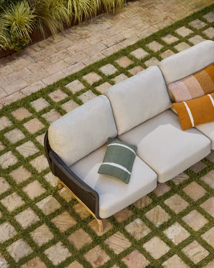 Garten-Sofa 3-Sitzer ALIPA schwarz mit beige