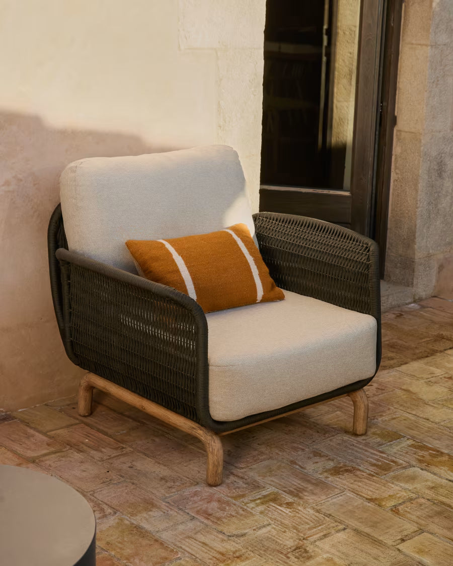 ALIPA Dark Gray Garden Armchair with Beige