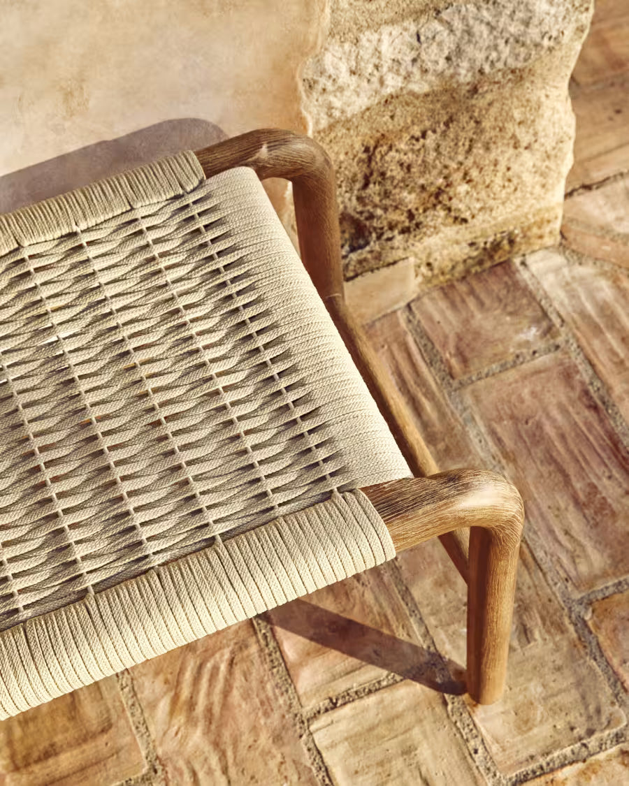Buitenbank ALIPA beige met acaciahout