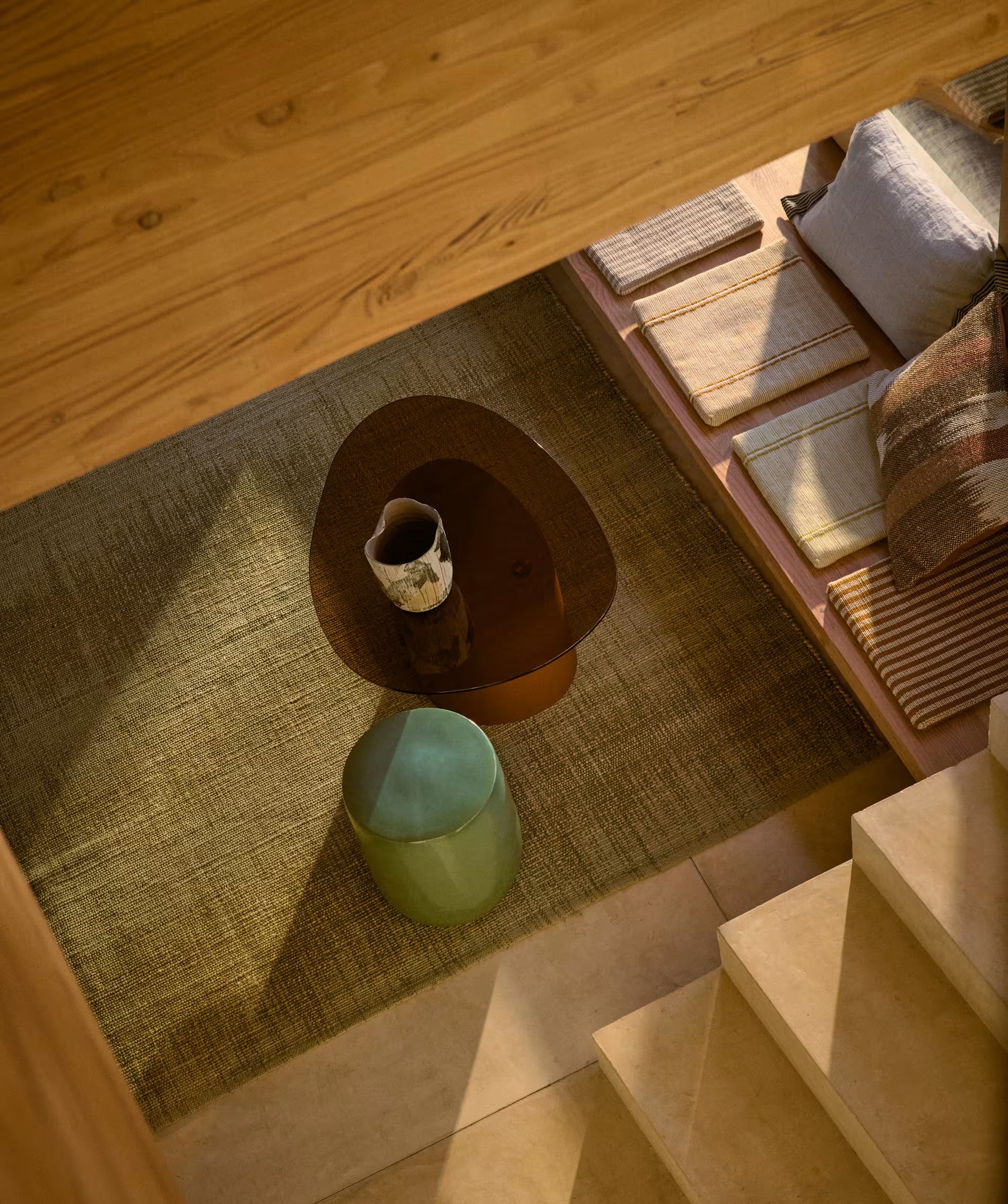 OLIR Side Table with Glass Top and Brown Base