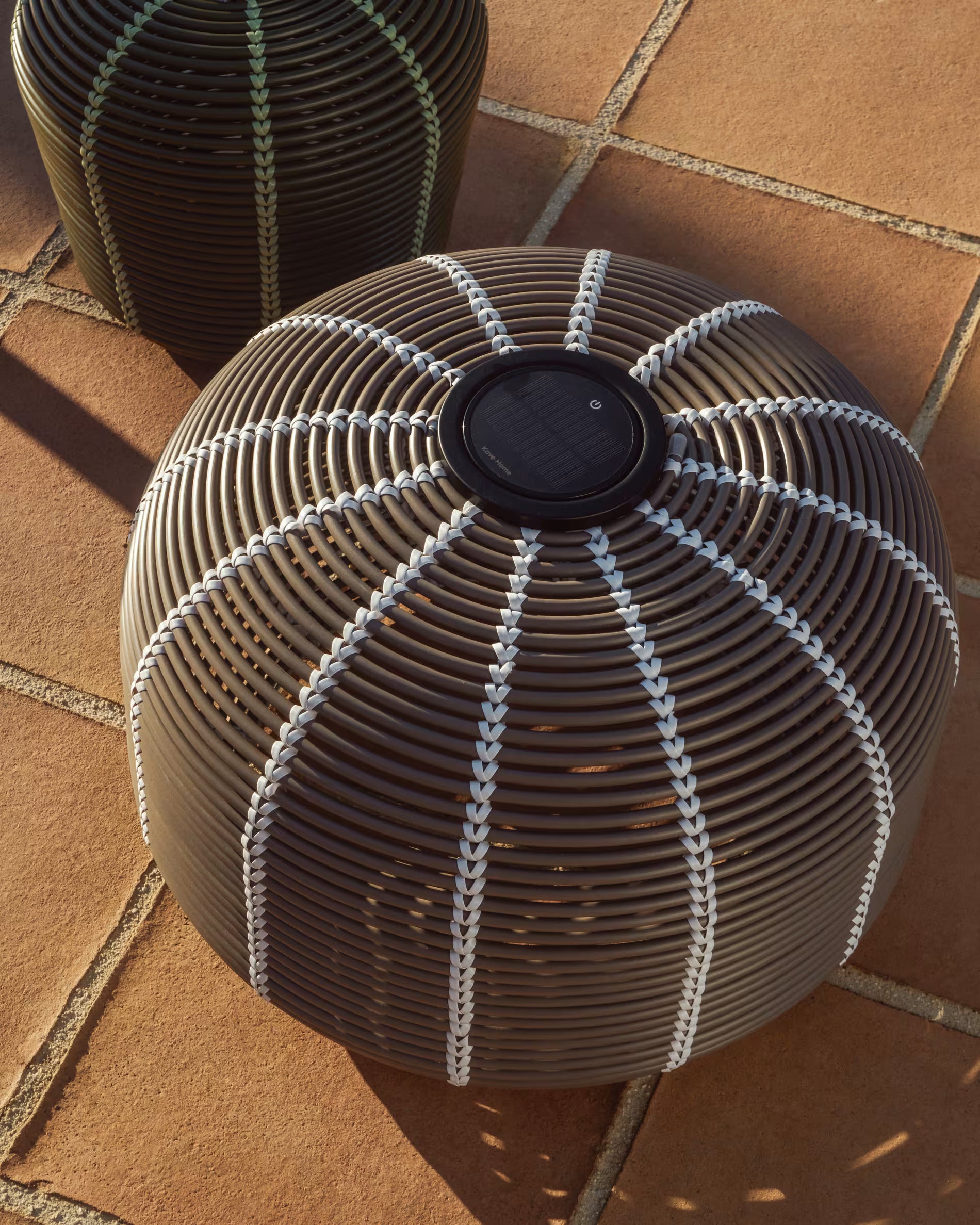GAROINA taupe solar garden lamp synthetic rattan
