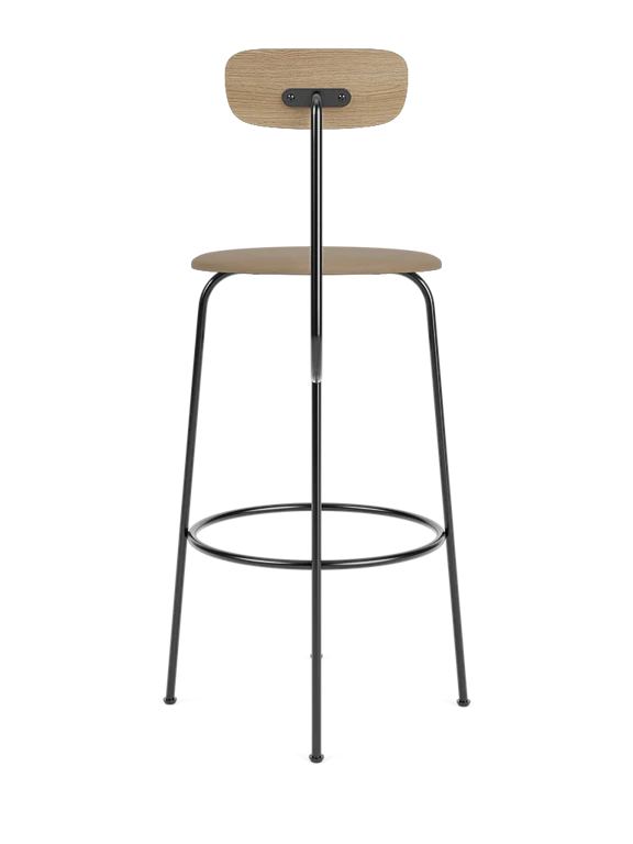 Hocker AFTEROOM van eikenhout met een beige gestoffeerde zitting