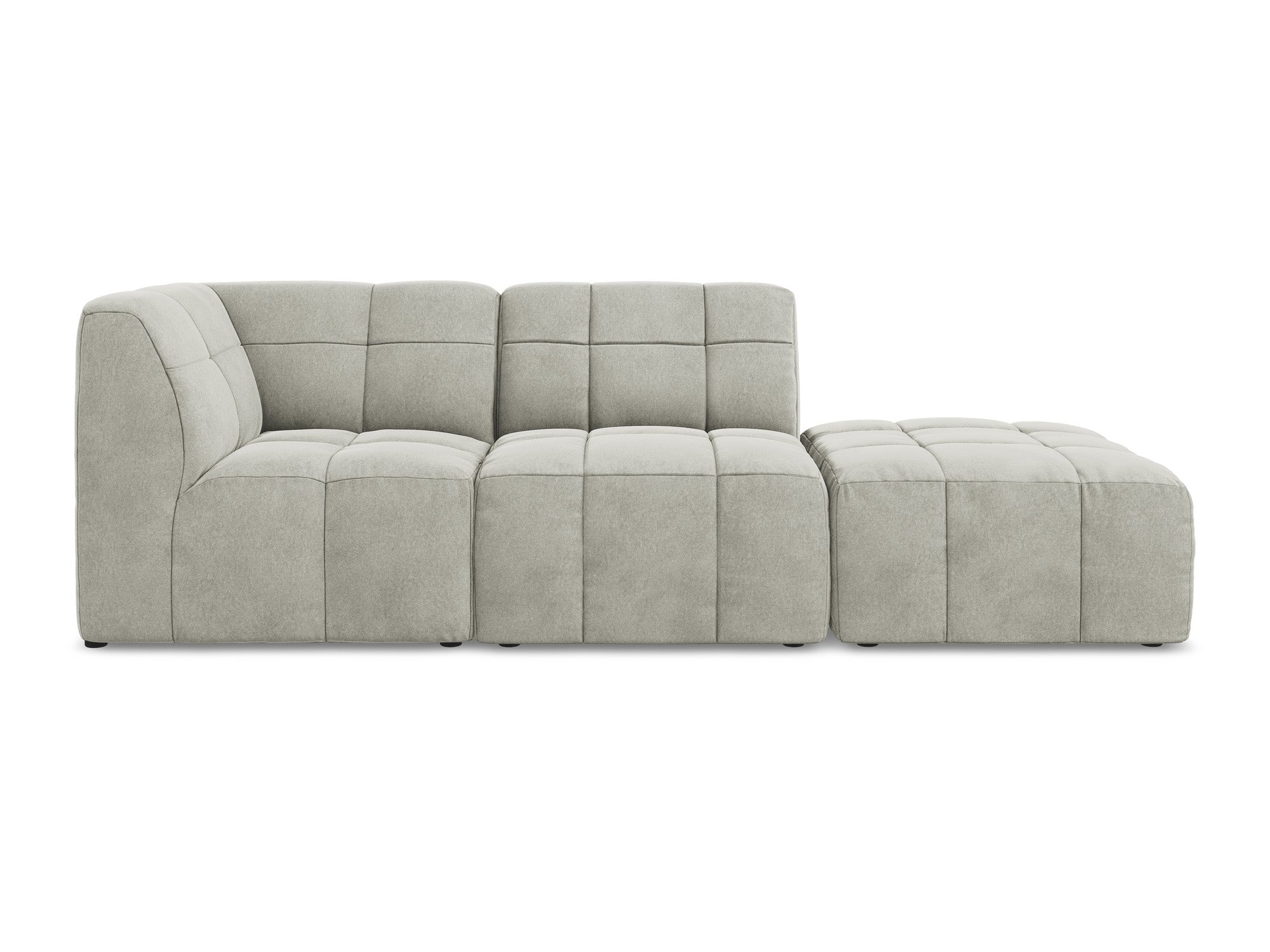 Modulares Sofa aus Samt, linksseitig offen, 3-Sitzer ALOHA, hellgrau