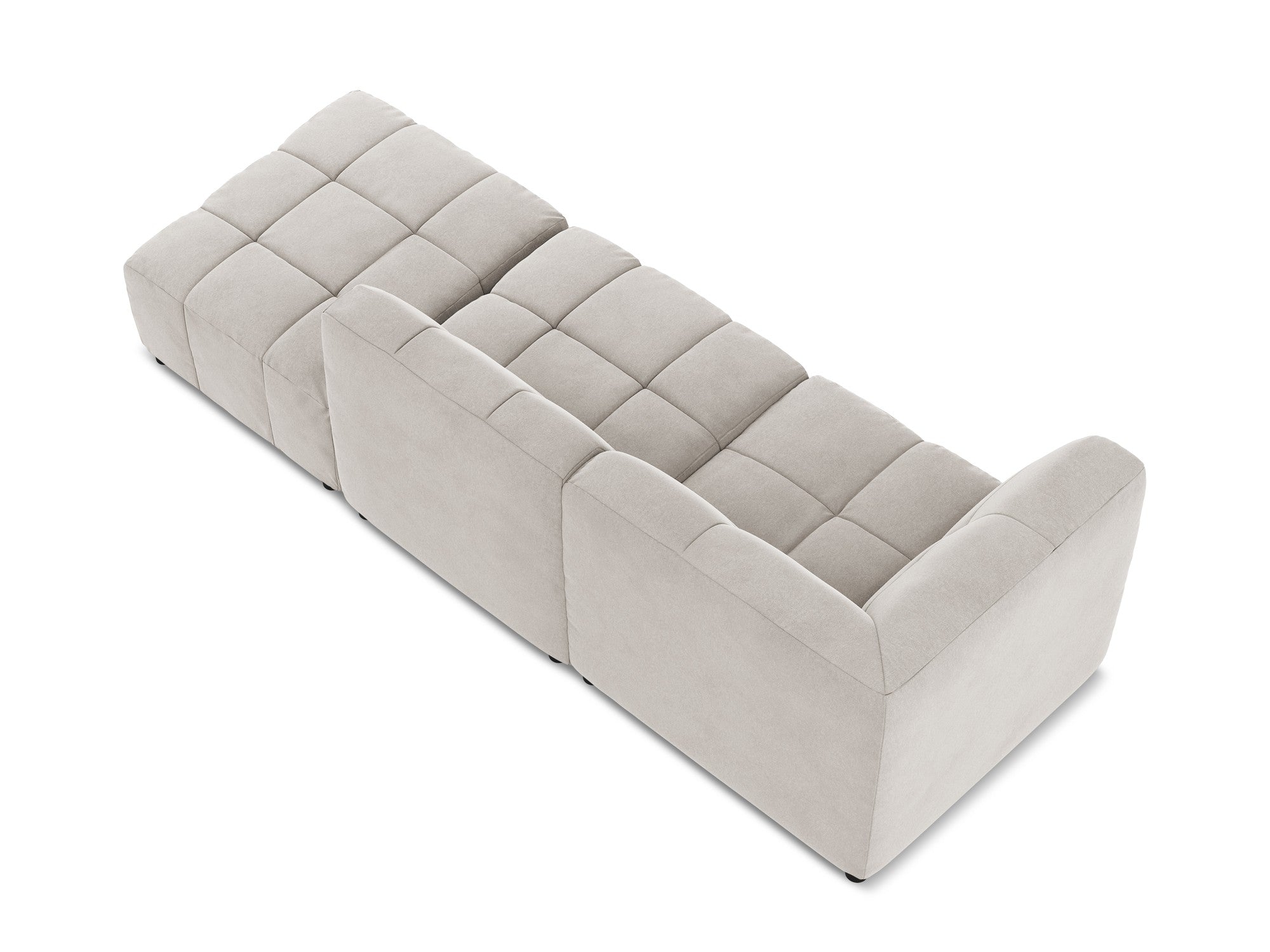 Modulaire fluwelen open 3-zits bank ALOHA lichtbeige