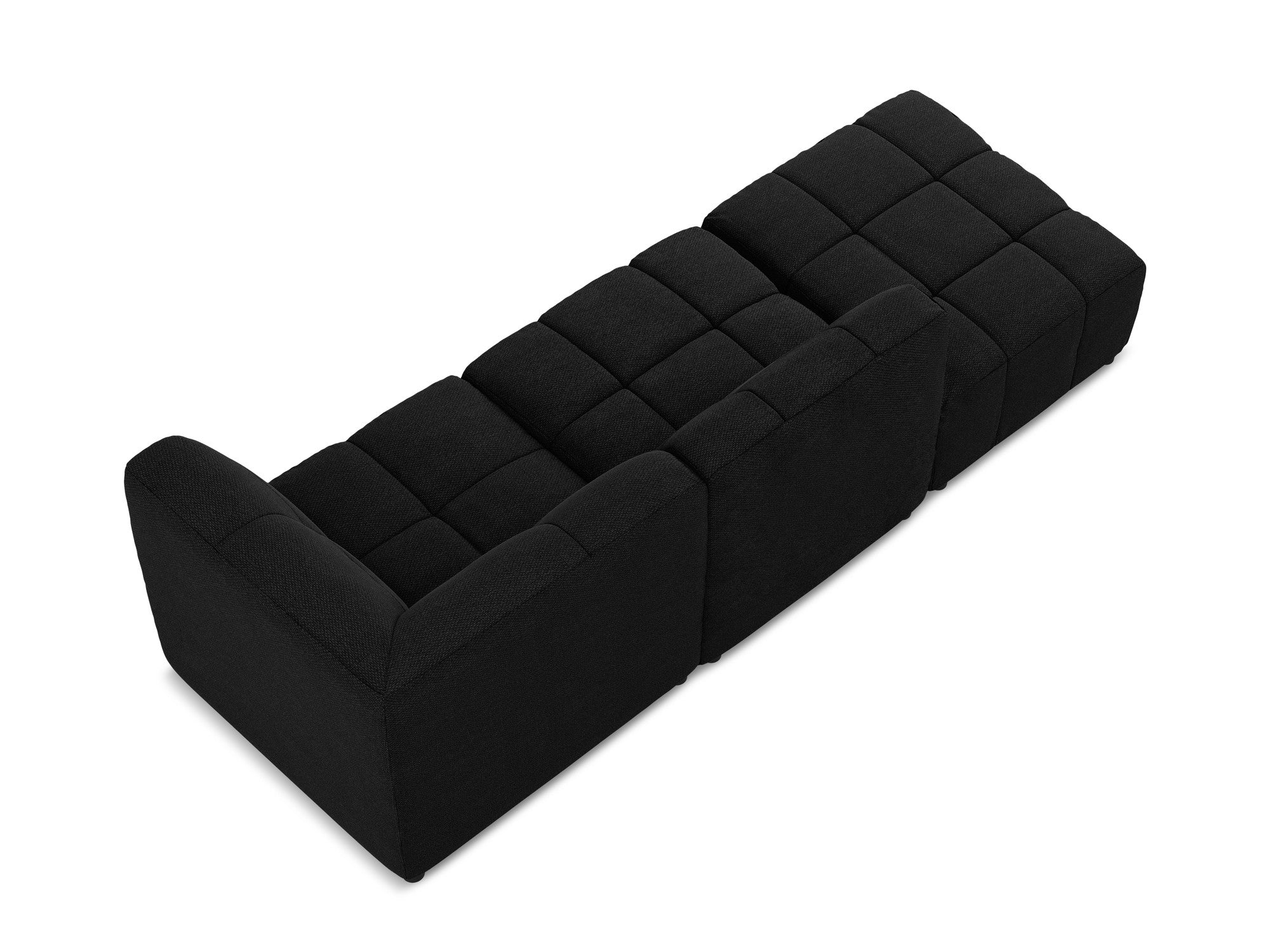 Right-facing open modular 3-seater sofa ALOHA black boucle