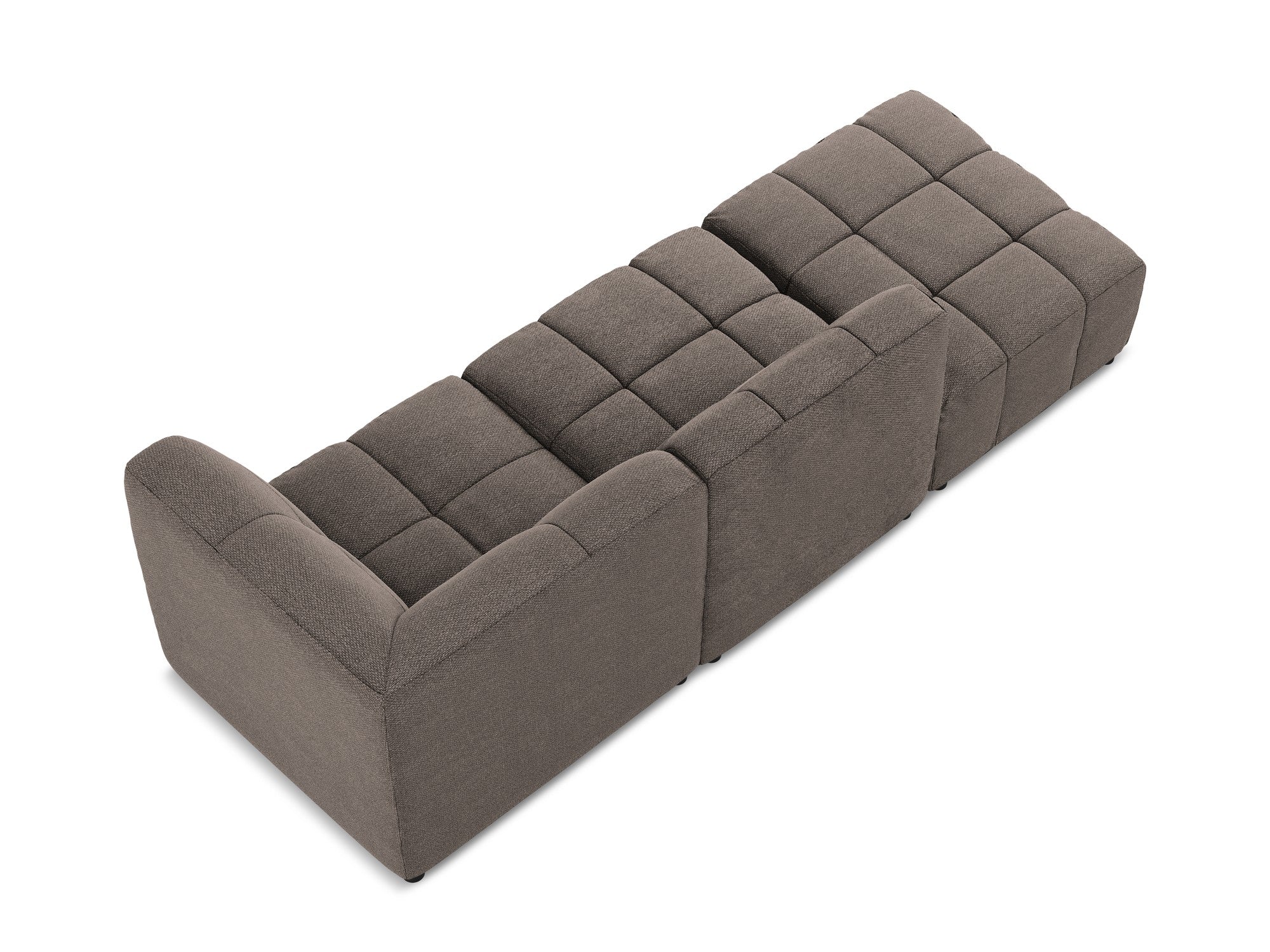 Modulares Sofa mit offener rechter Seite, 3-Sitzer ALOHA, schokoladenfarbener Boucle